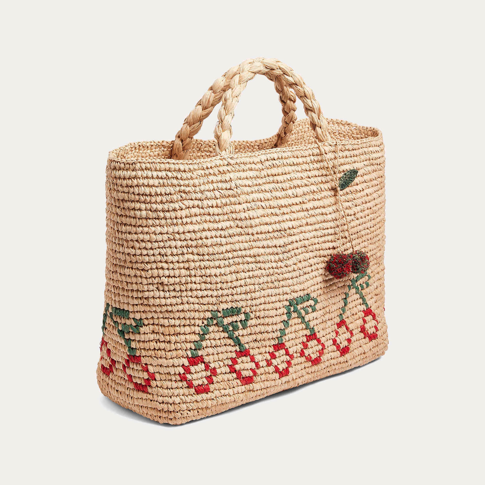 Girls Beige Raffia Handbag(41x25x11cm)