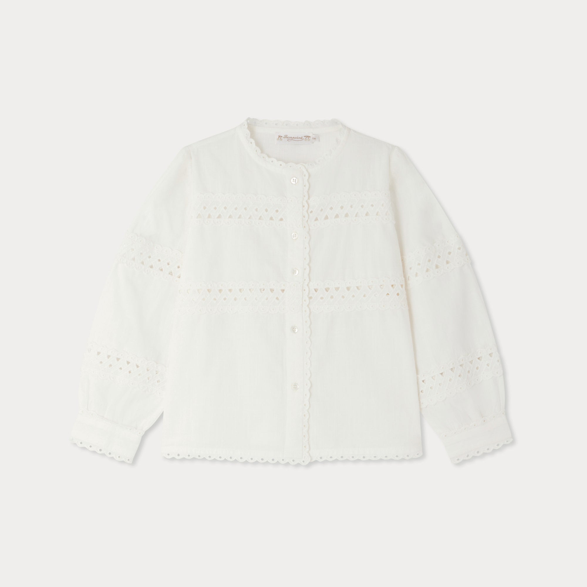 Girls White Embroidered Cotton Blouse