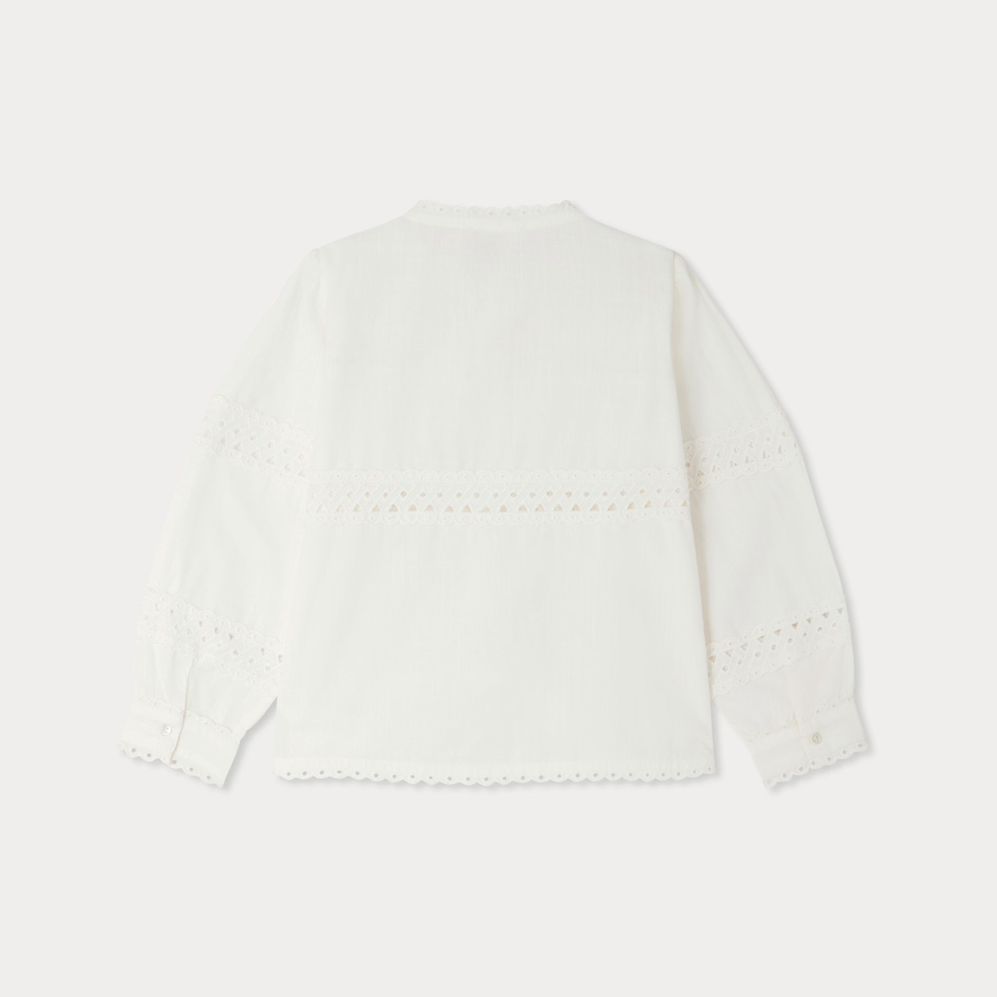 Girls White Embroidered Cotton Blouse