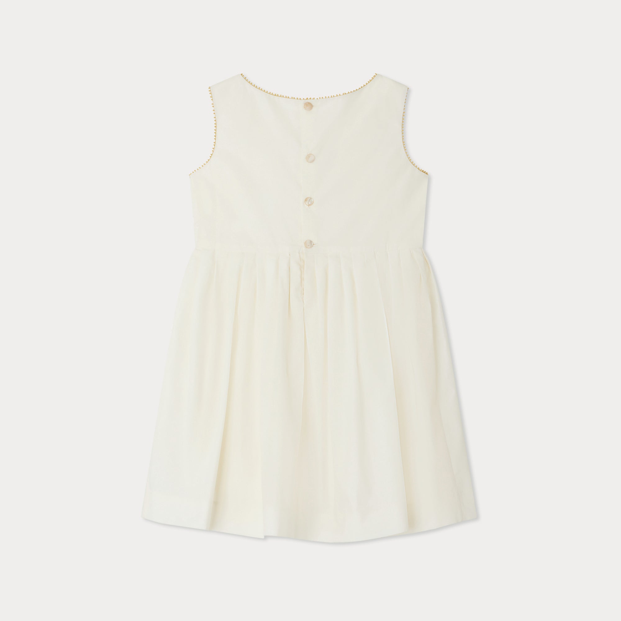 Girls Ivory Embroidered Cotton Dress