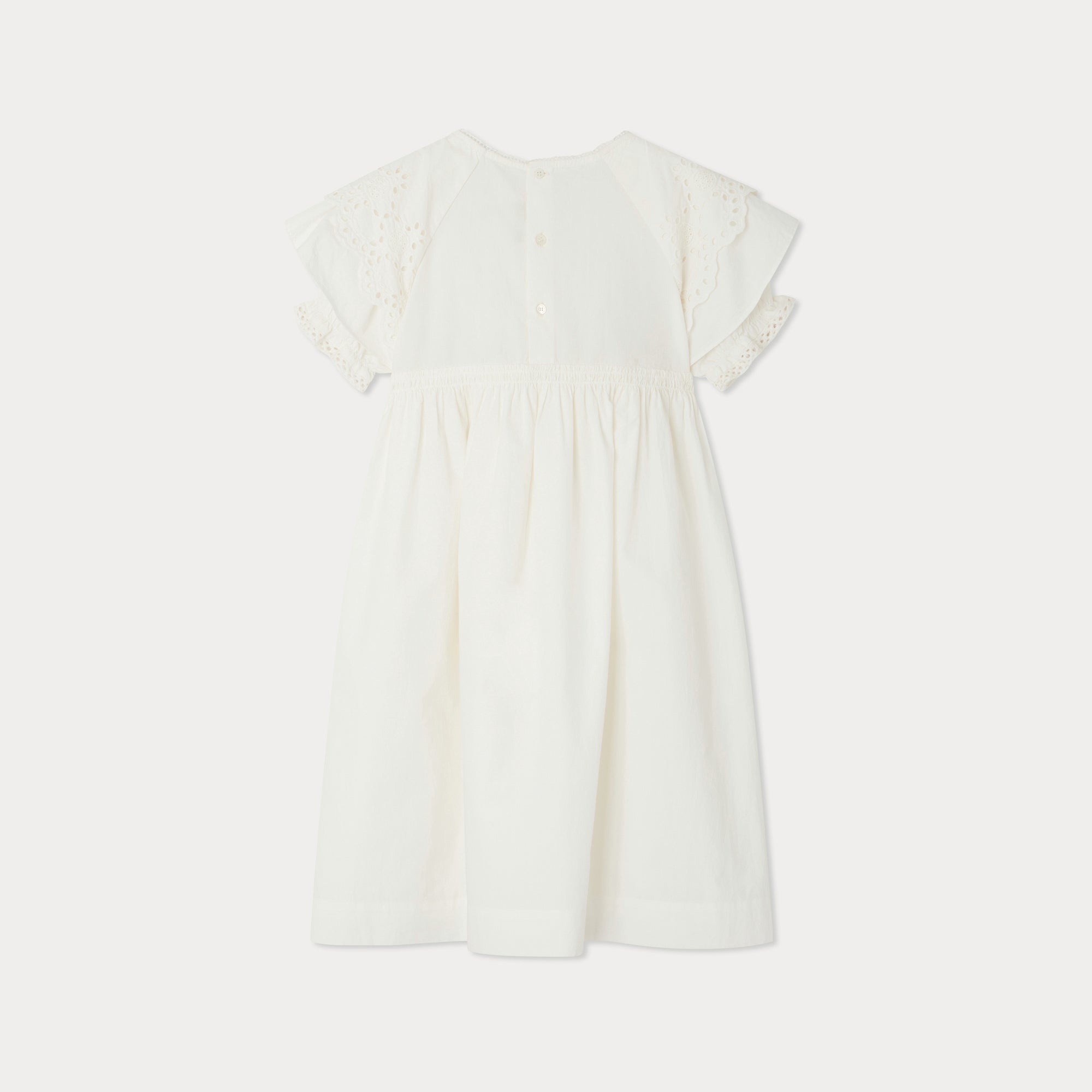 Girls White Embroidered Cotton Dress