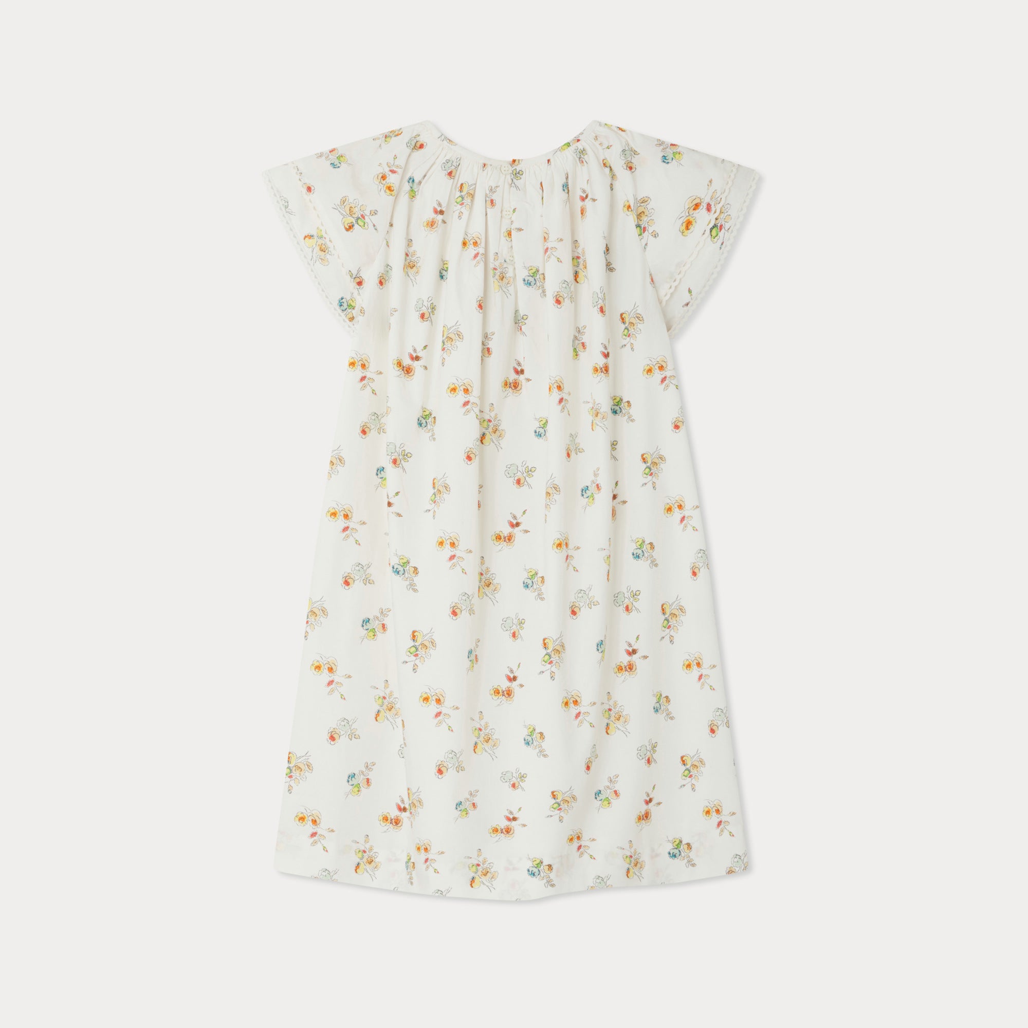 Girls White Floral Cotton Dress