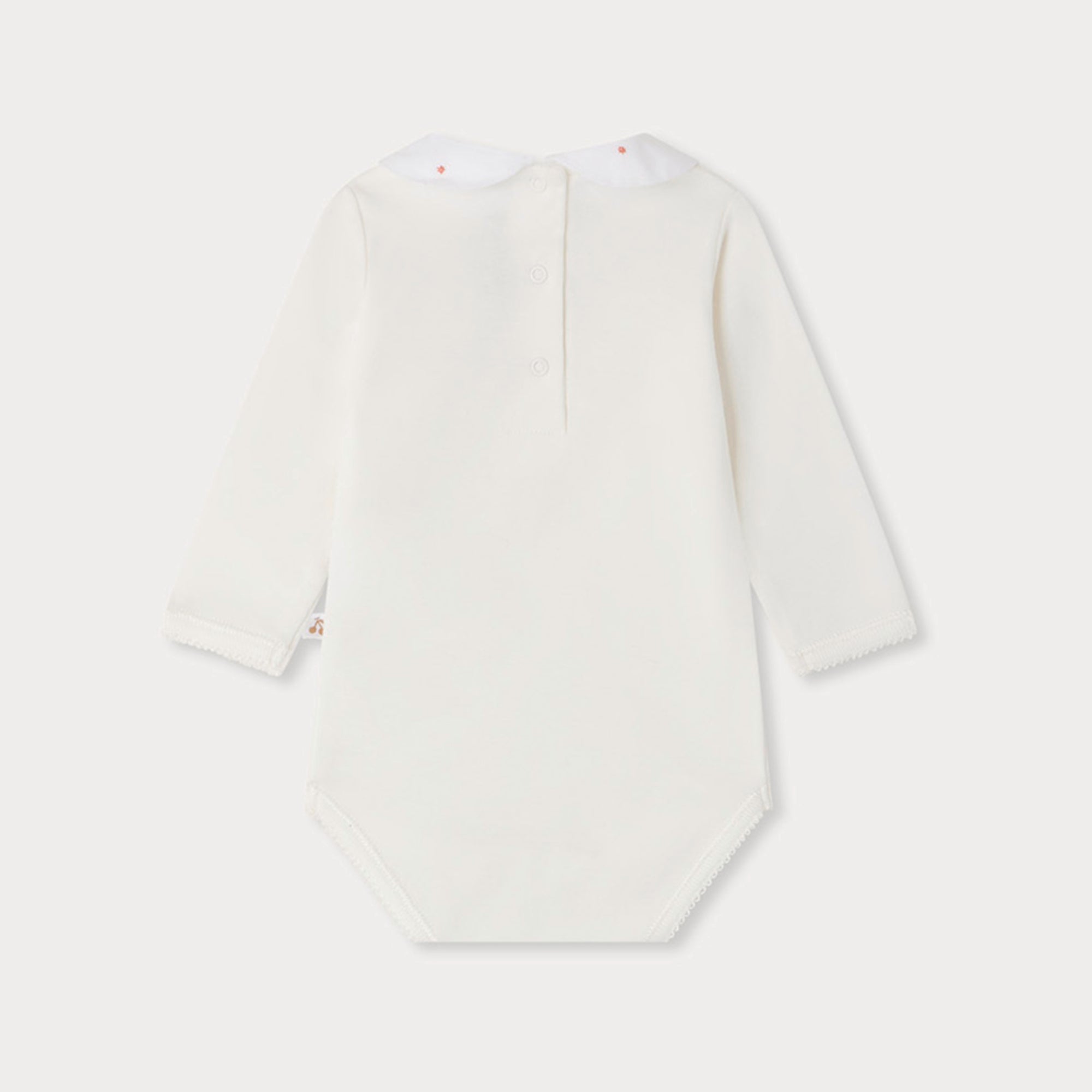 Baby Girls Ivory Embroidered Cotton Babysuit
