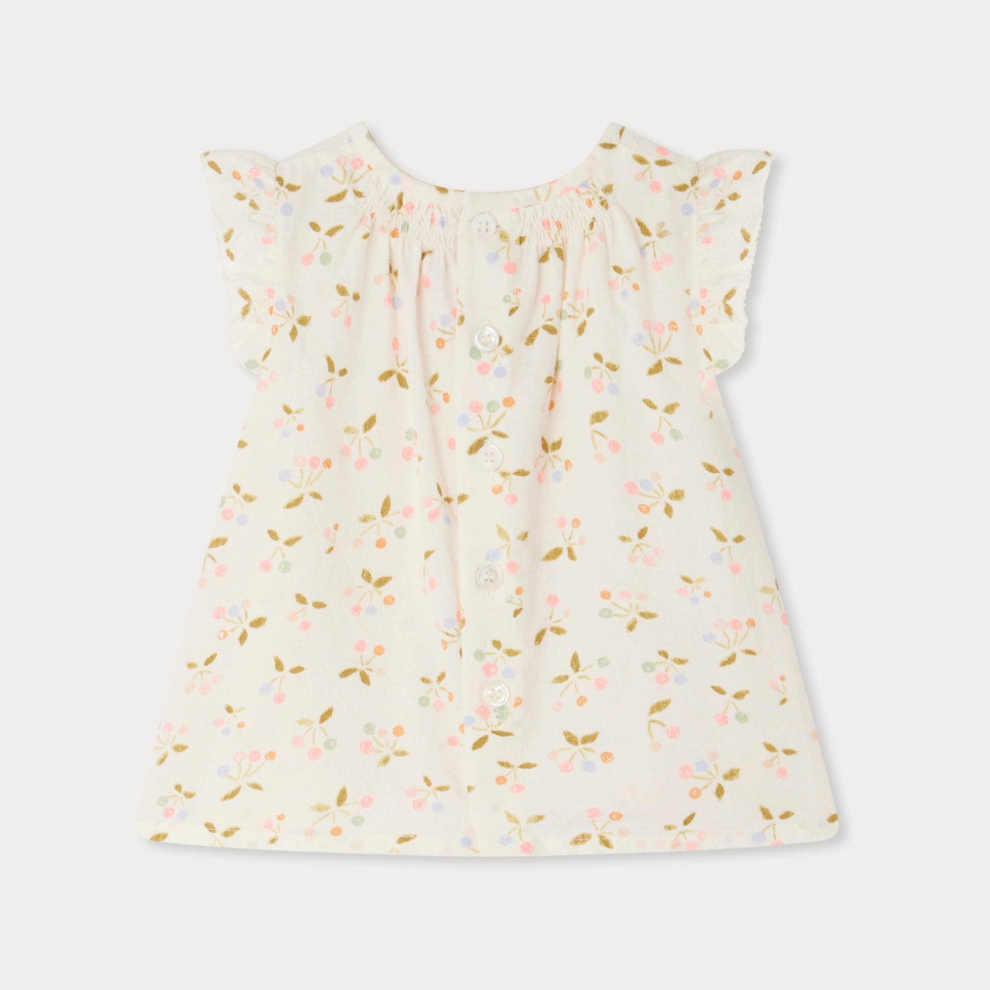 Baby Girls Ivory Cherry Printed Cotton Blouse
