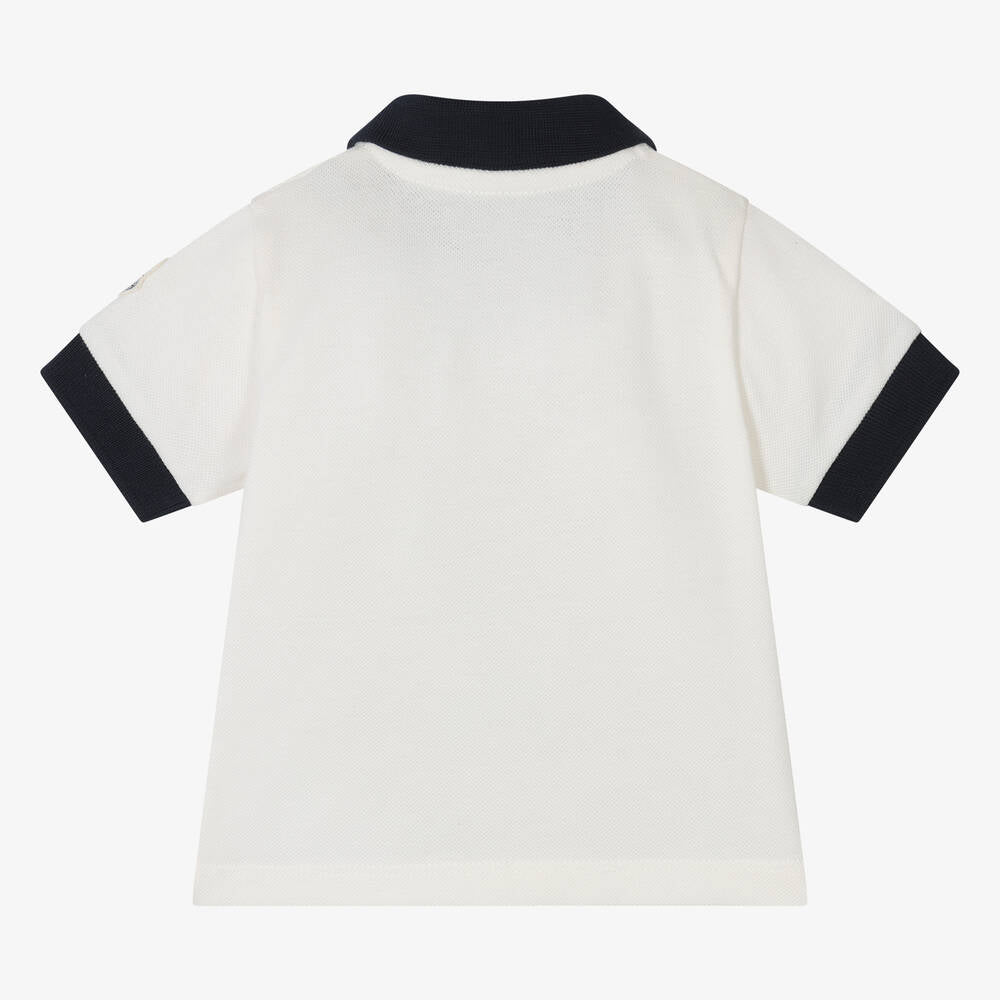 Baby Boys White Cotton Polo Shirt