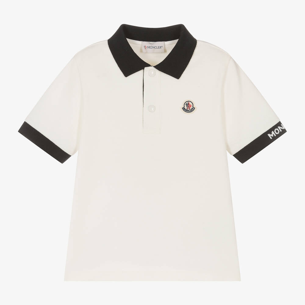 Boys White Cotton Polo Shirt