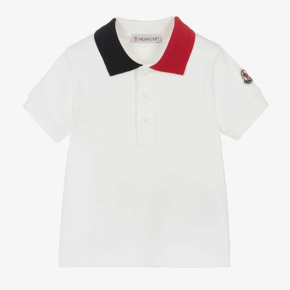 Baby Boys White Cotton Polo Shirt