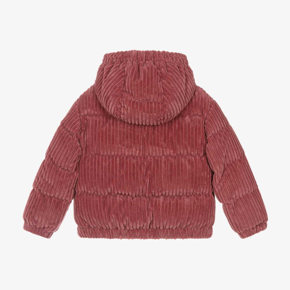 Girls Pink Corduroy "ARLINE" Padded Down Jacket