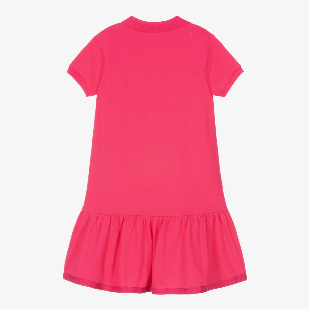 Girls Fuchsia Cotton Polo Dress