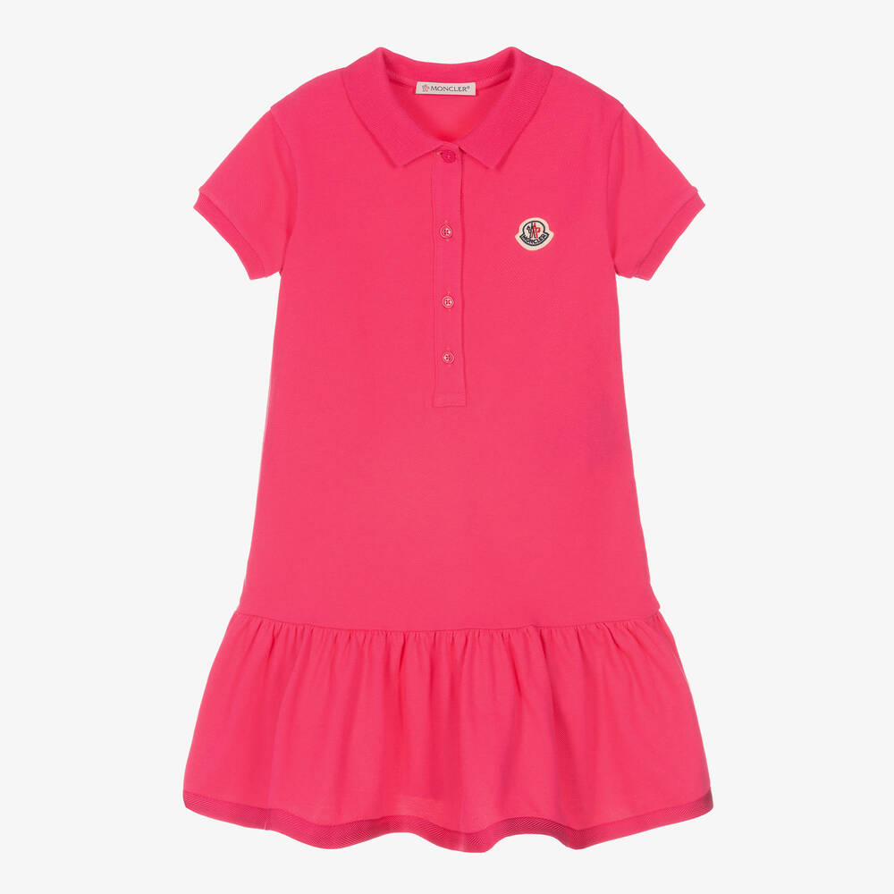 Girls Fuchsia Cotton Polo Dress