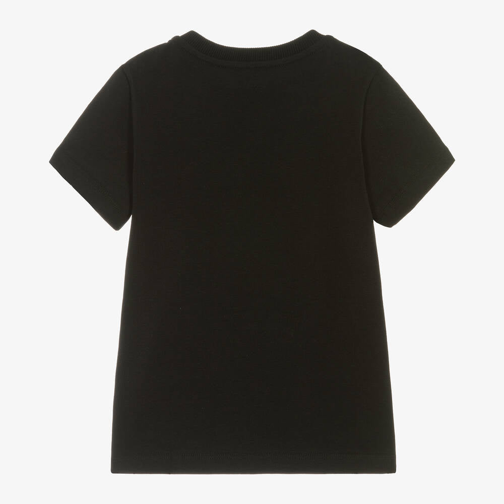 Boys & Girls Black Logo Cotton T-Shirt