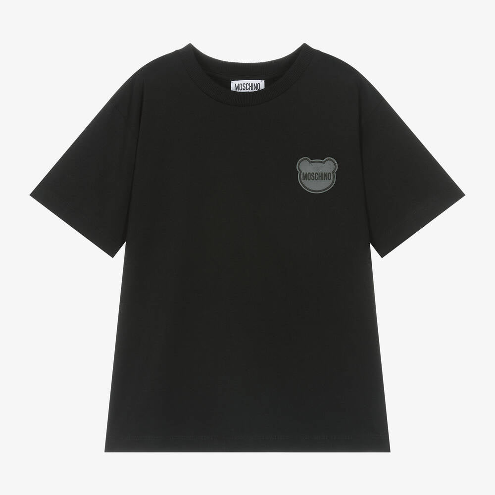 Boys & Girls Black Cotton T-Shirt