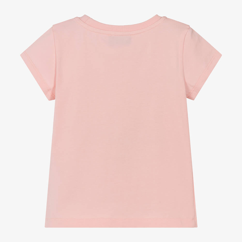 Girls Pink Logo Cotton T-Shirt