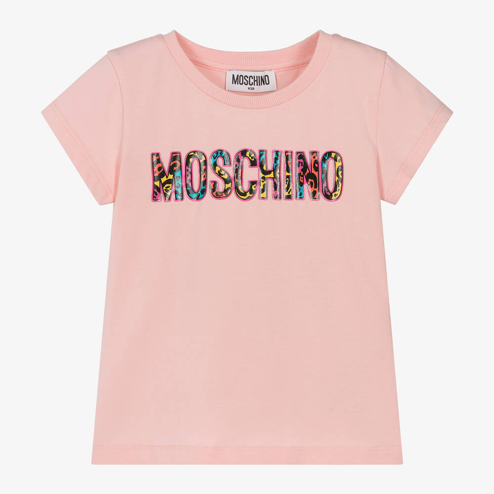 Girls Pink Logo Cotton T-Shirt