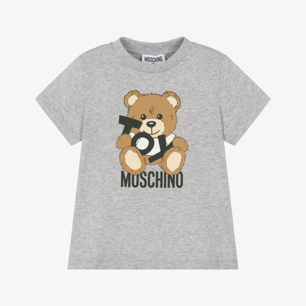 Boys & Girls Grey Printed Cotton T-Shirt