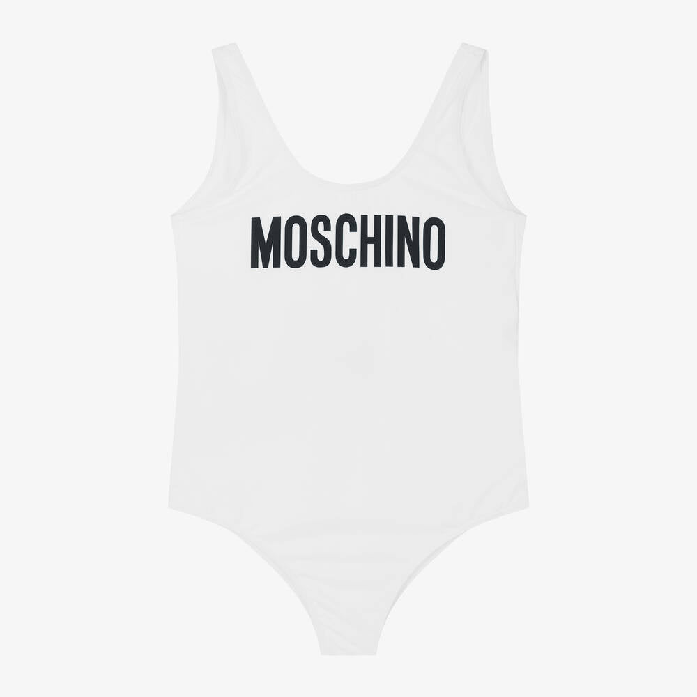 Girls White Logo Swimsuit