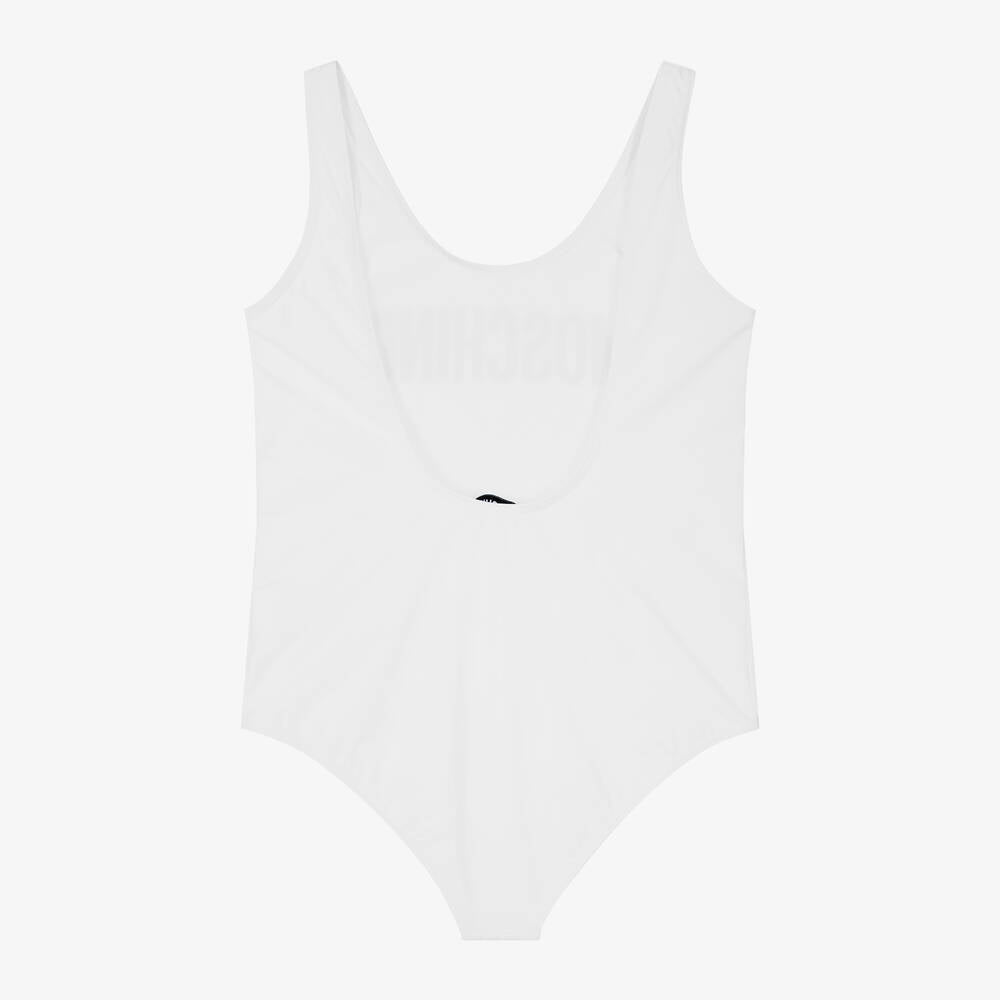 Girls White Logo Swimsuit