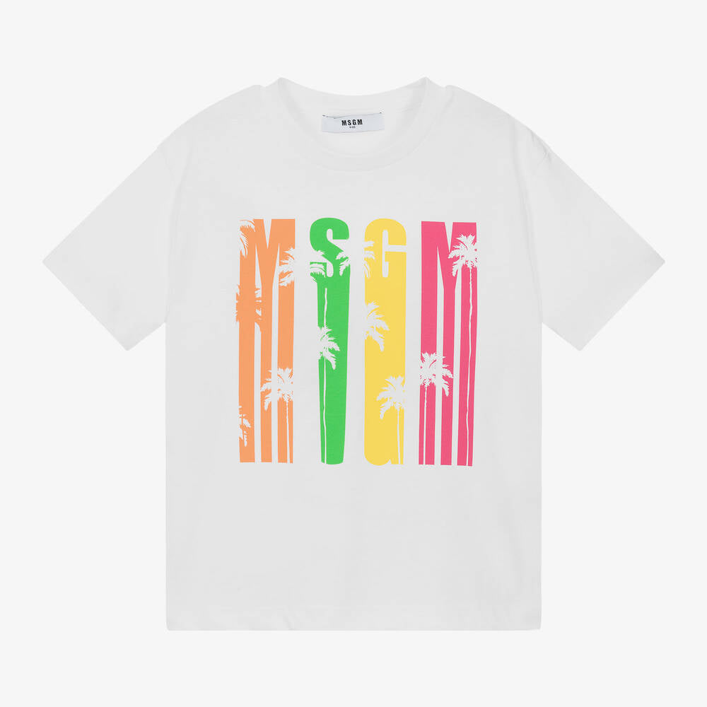 Boys & Girls White Logo Cotton T-Shirt