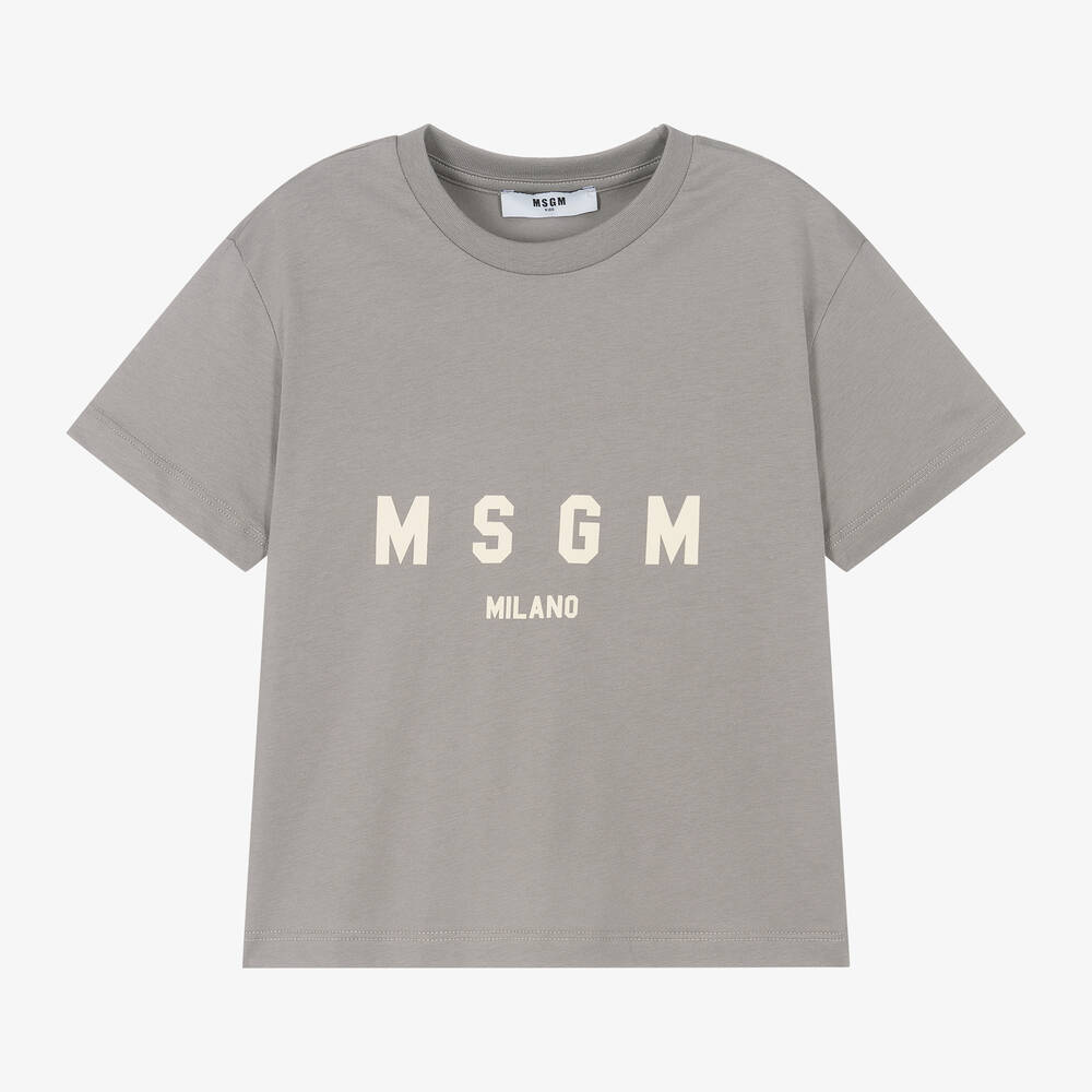 Boys & Girls Grey Logo Cotton T-Shirt