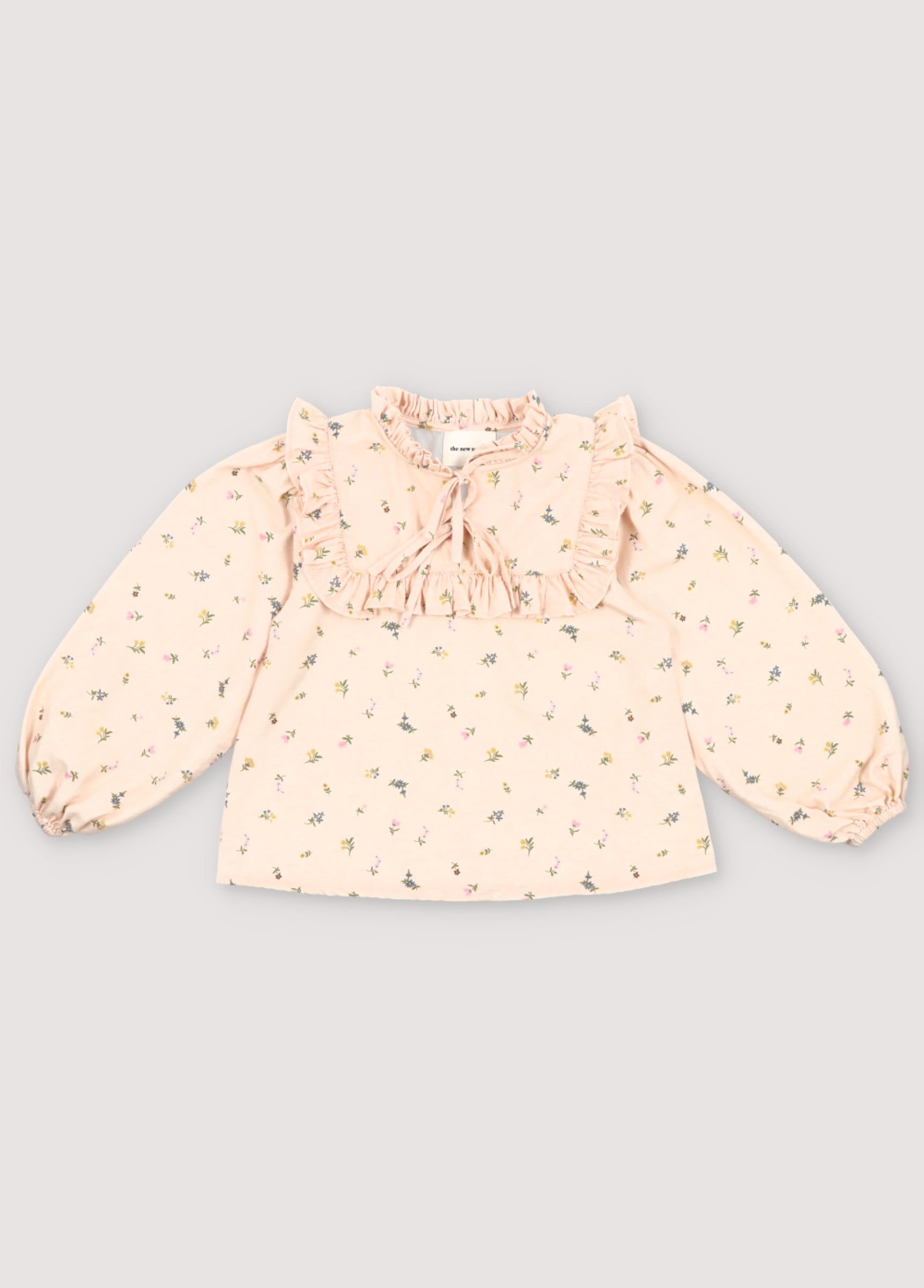 Girls Beige Floral Cotton Top