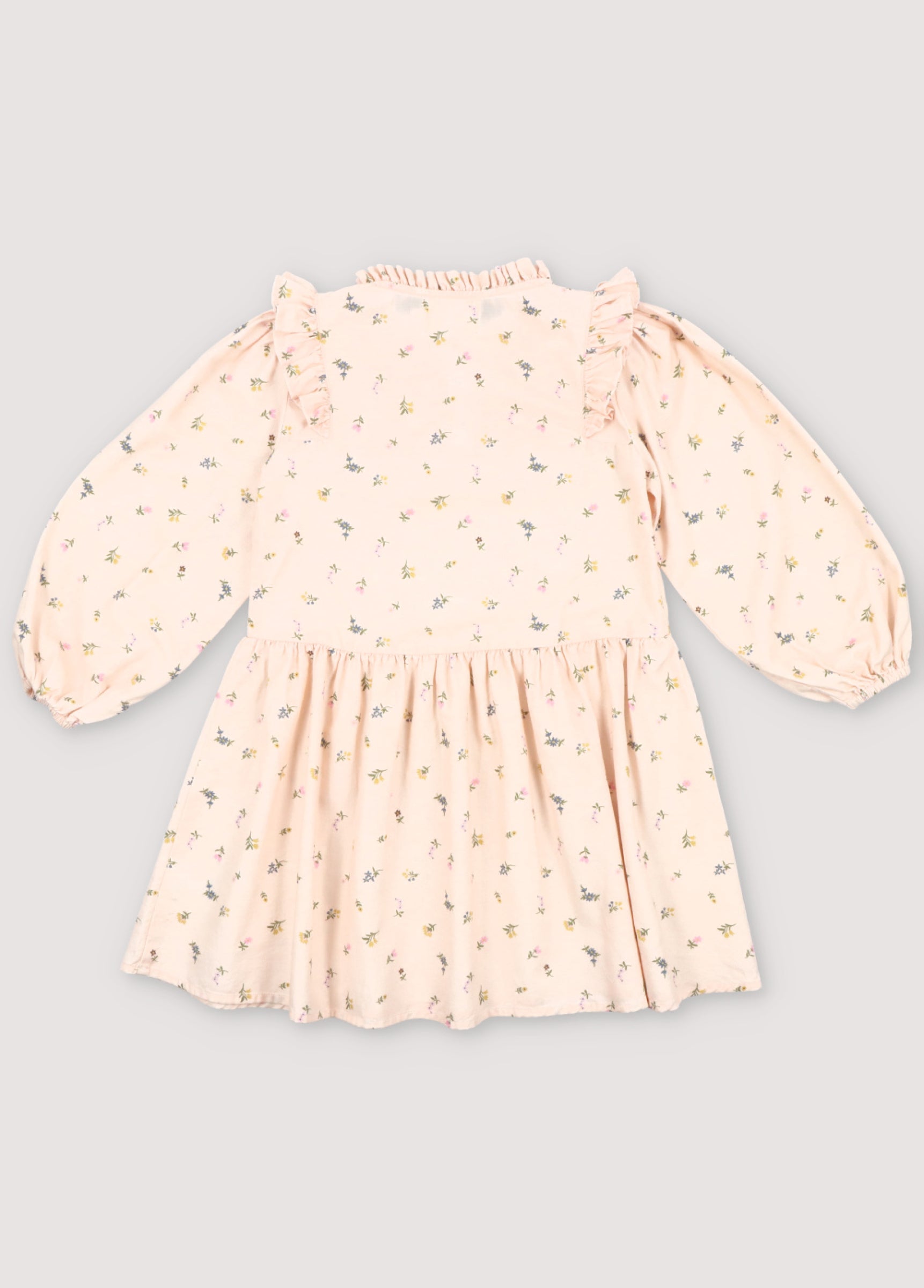 Girls Beige Floral Cotton Dress