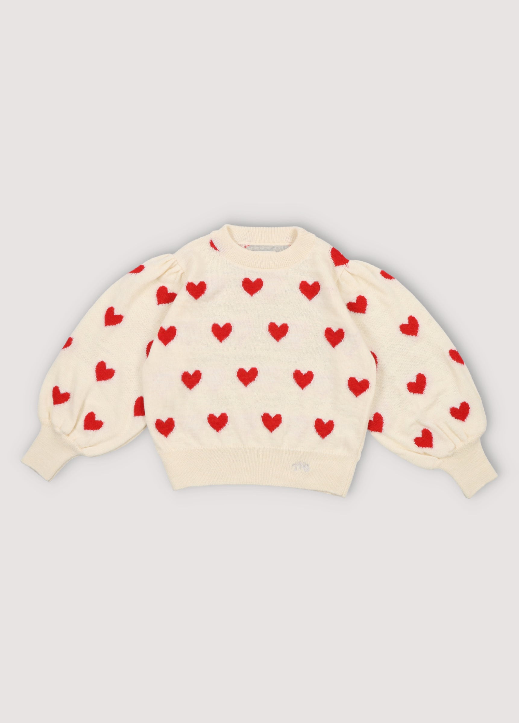 Girls Cream Heart Wool Sweater