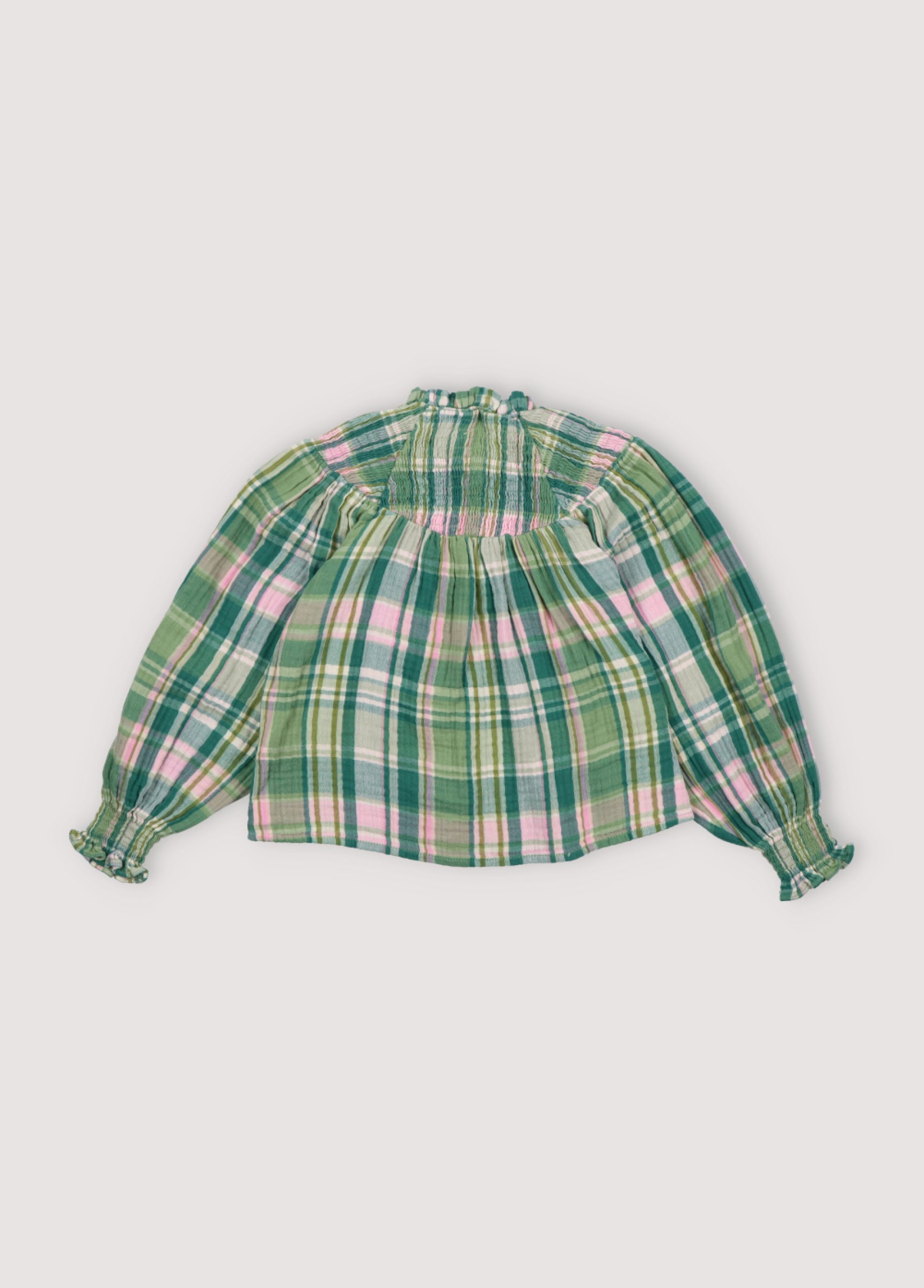 Girls Green Check Cotton Top