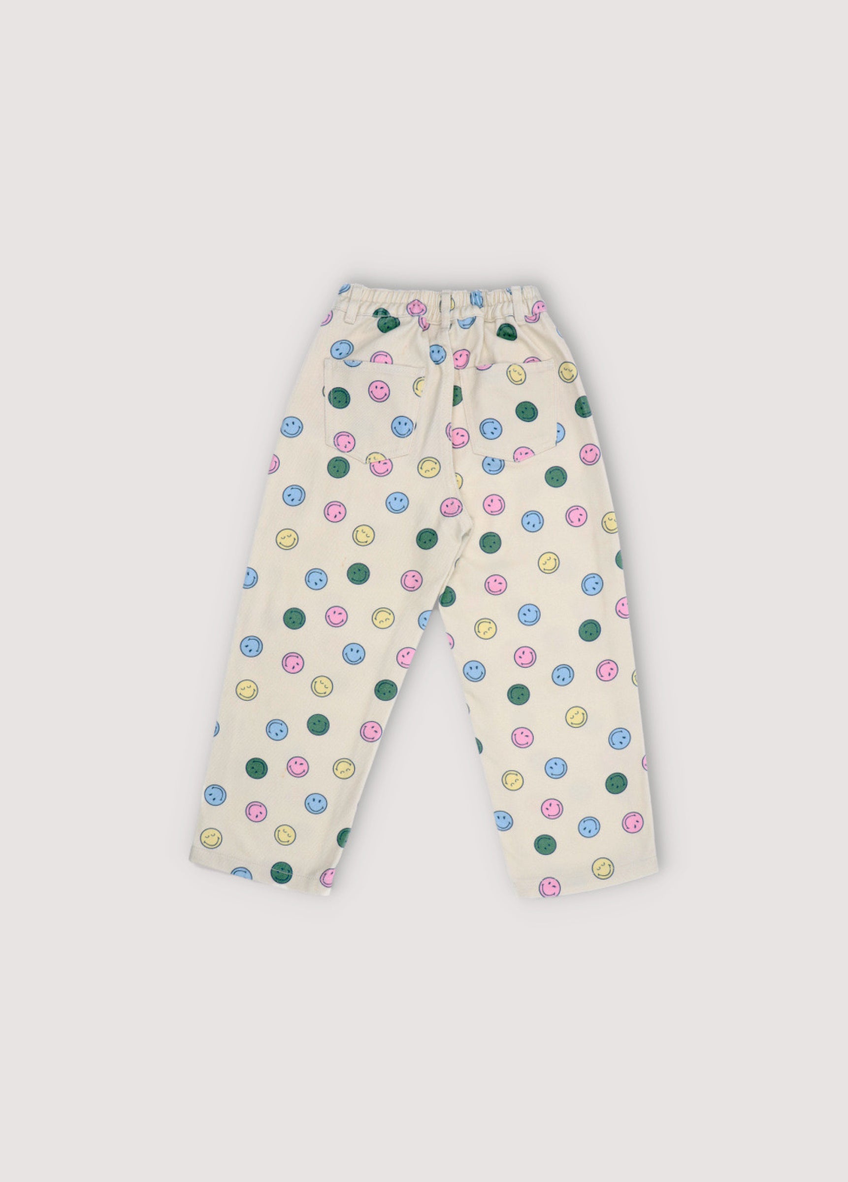 Boys & Girls White Smiley Cotton Trousers