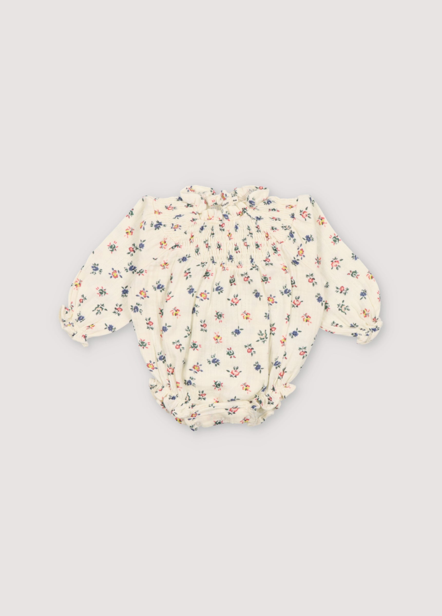 Baby Girls Beige Floral Cotton Babysuit