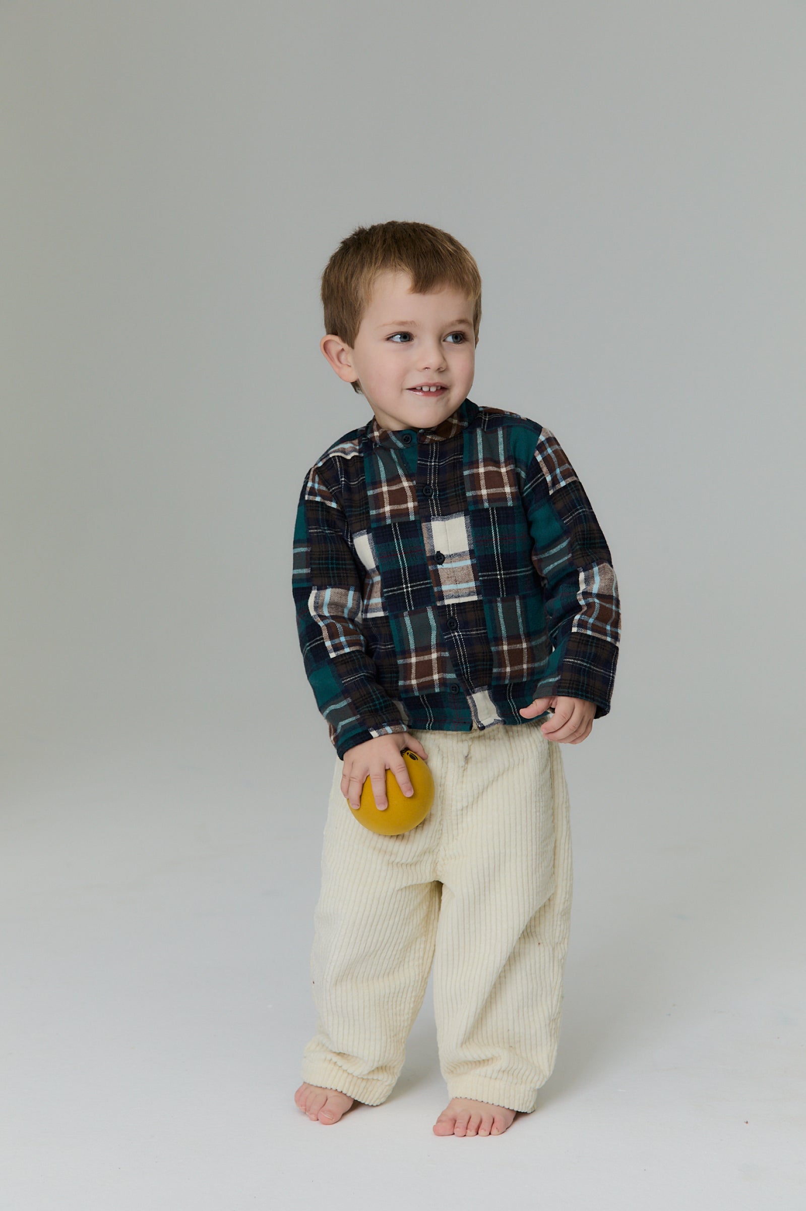 Baby Boys Green Check Cotton Shirt