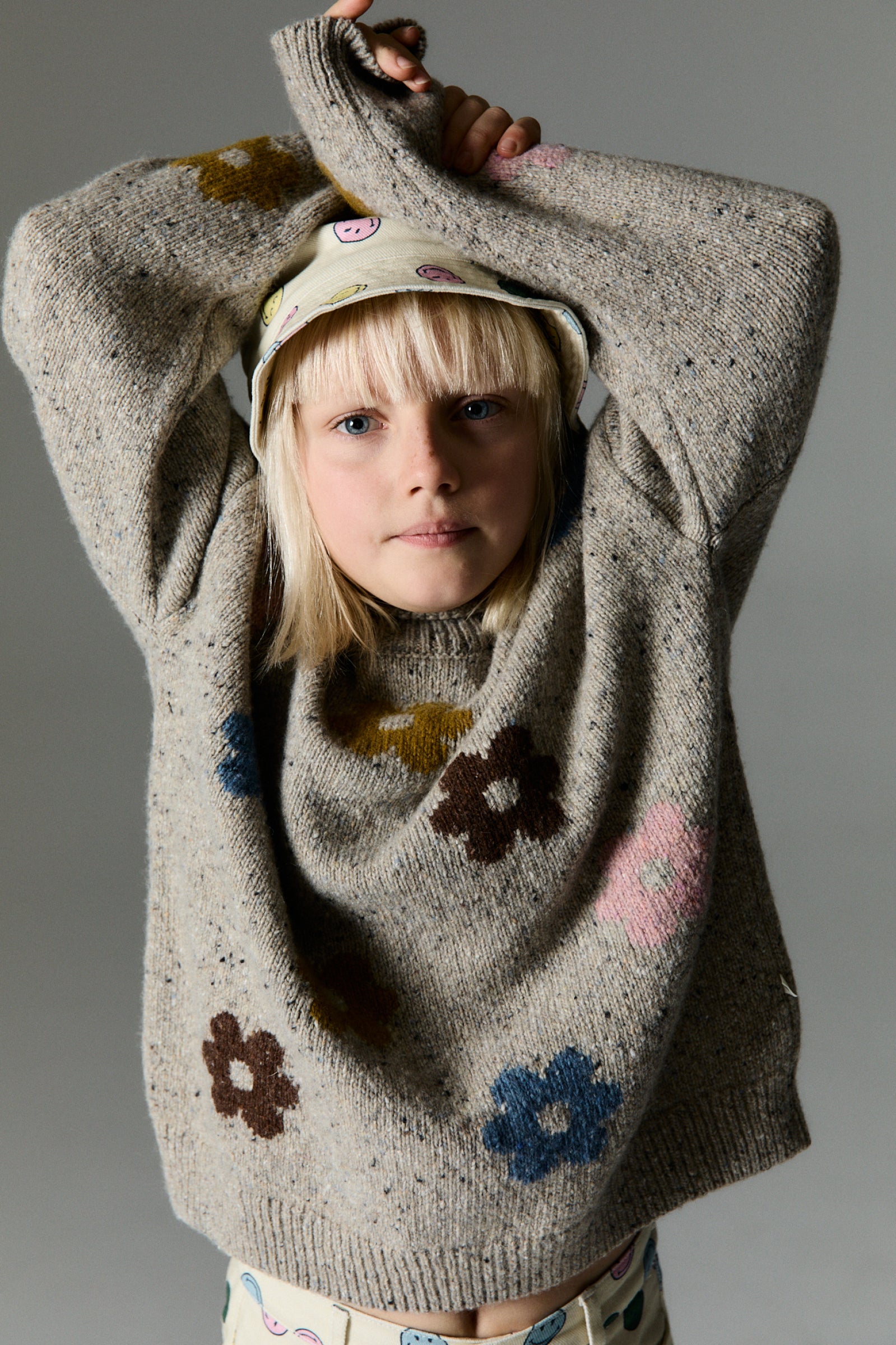 Boys & Girls Grey Jacquard Knit Sweater