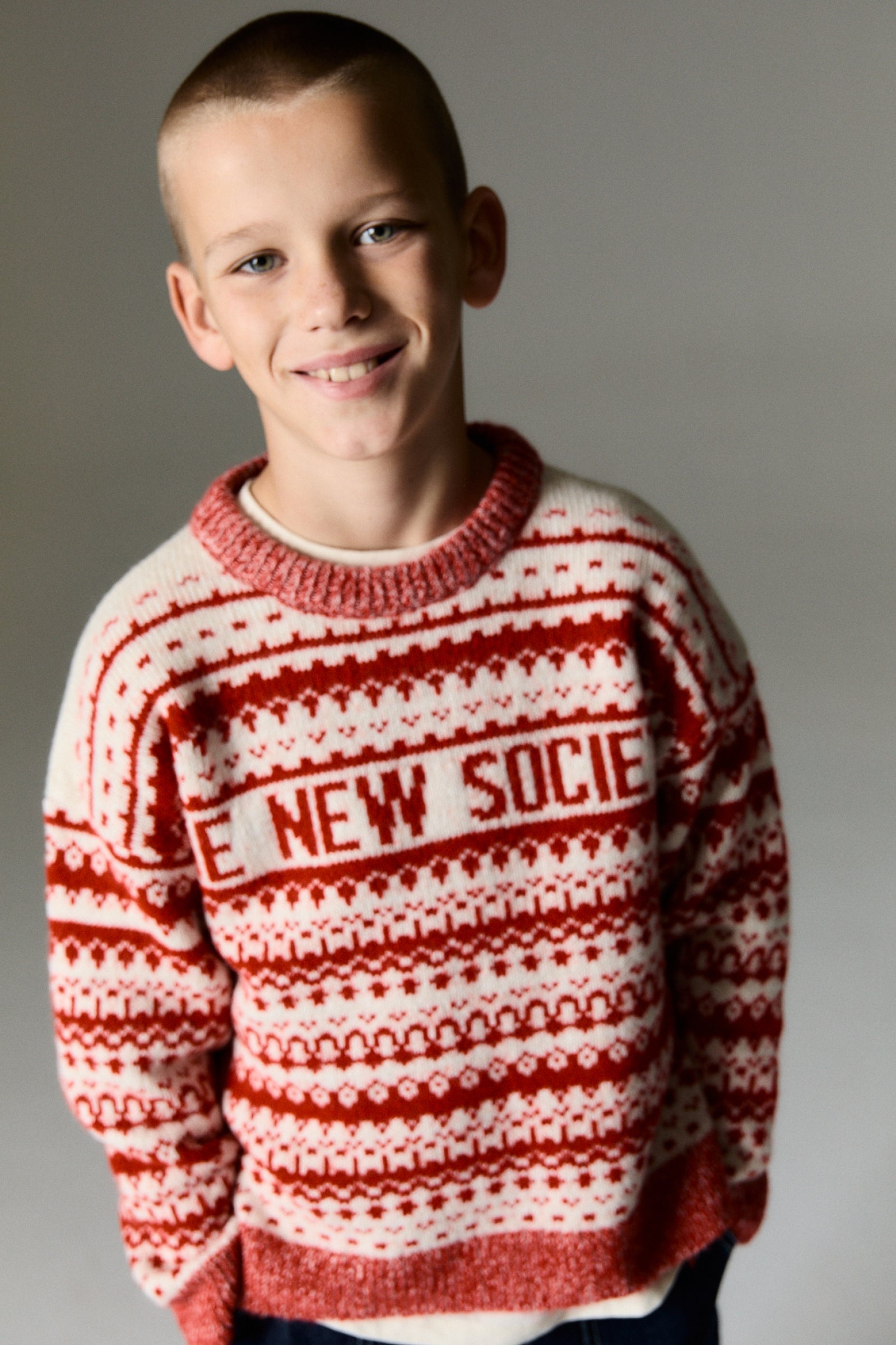 Boys & Girls Red Jacquard Sweater