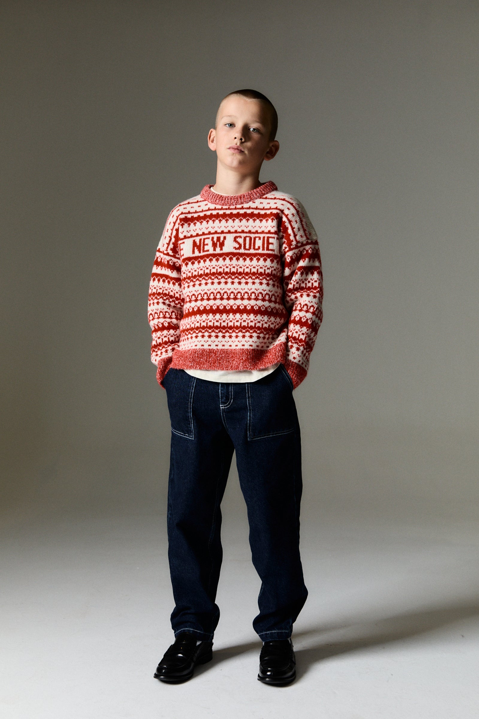 Boys & Girls Red Jacquard Sweater