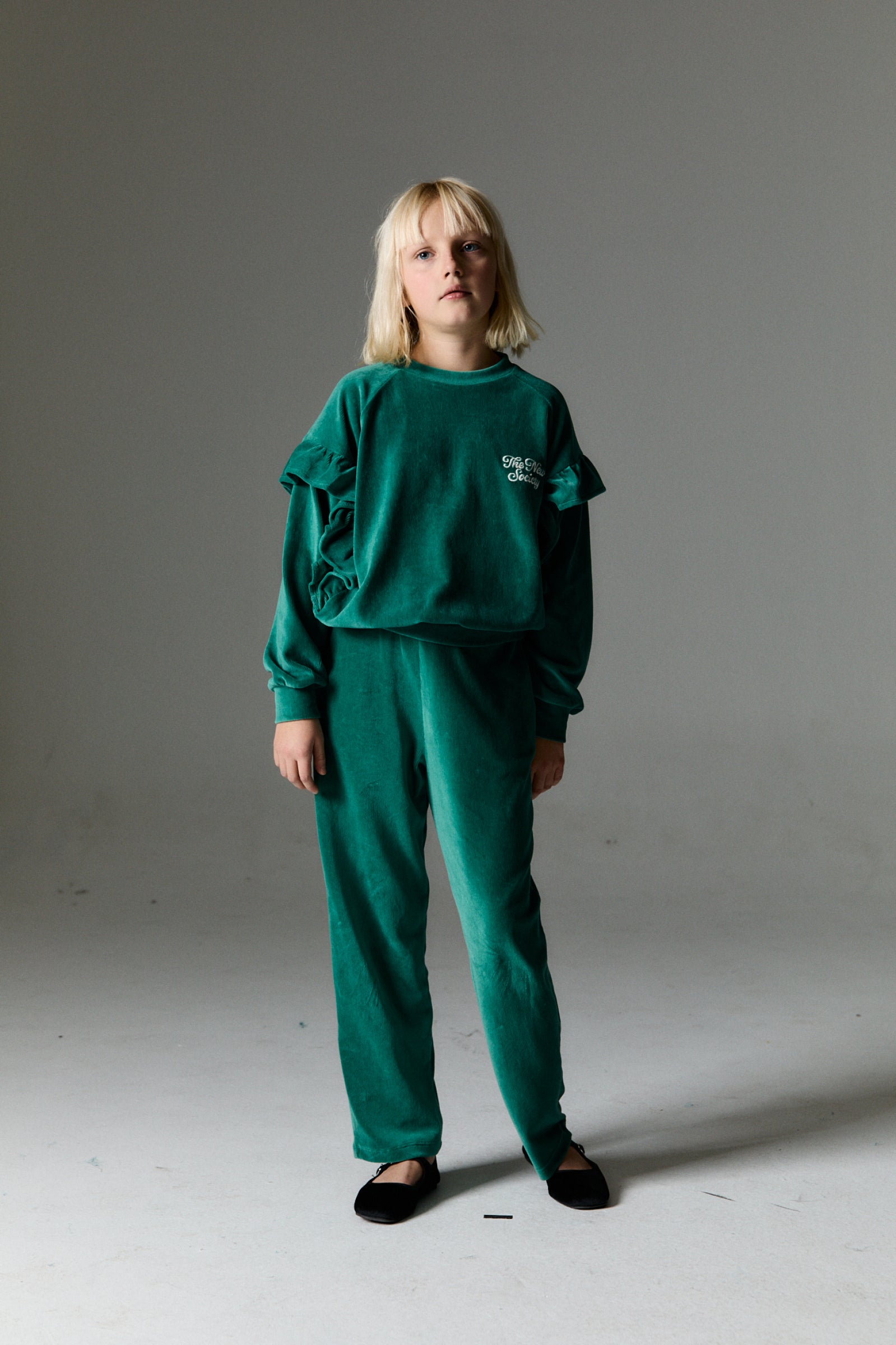 Girls Green Velvet Trousers