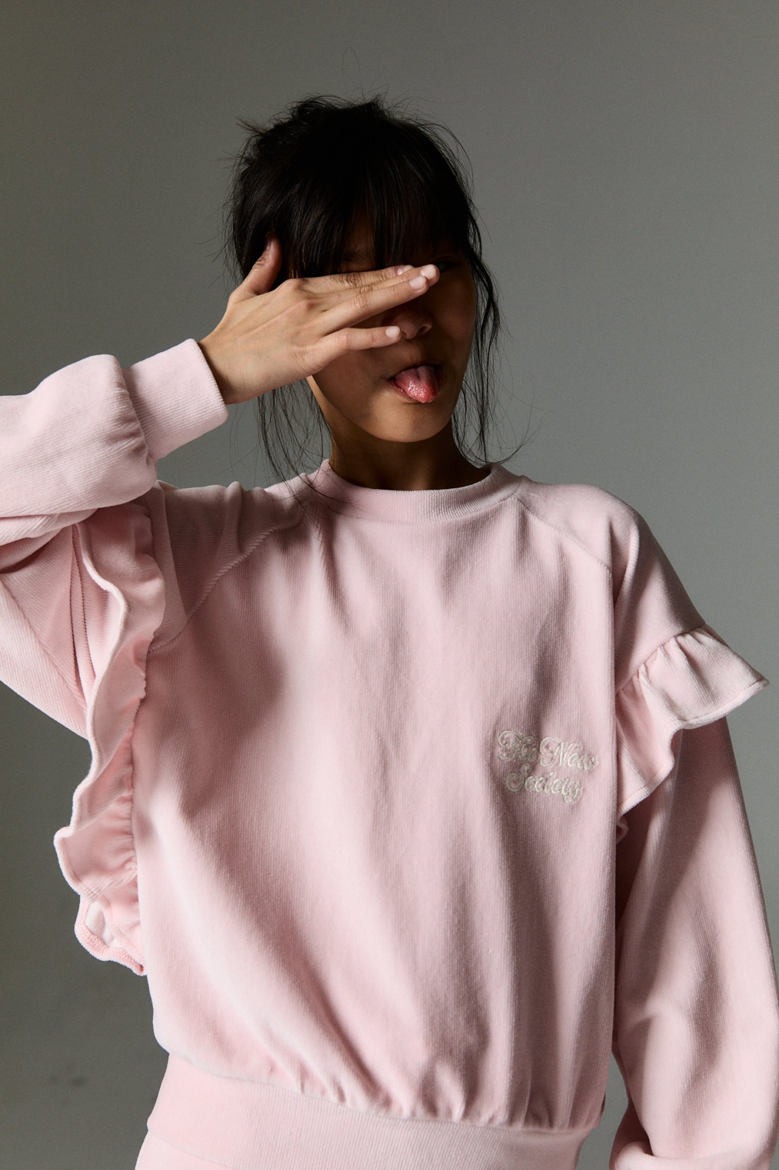 Girls Light Pink Cotton Sweatshirt