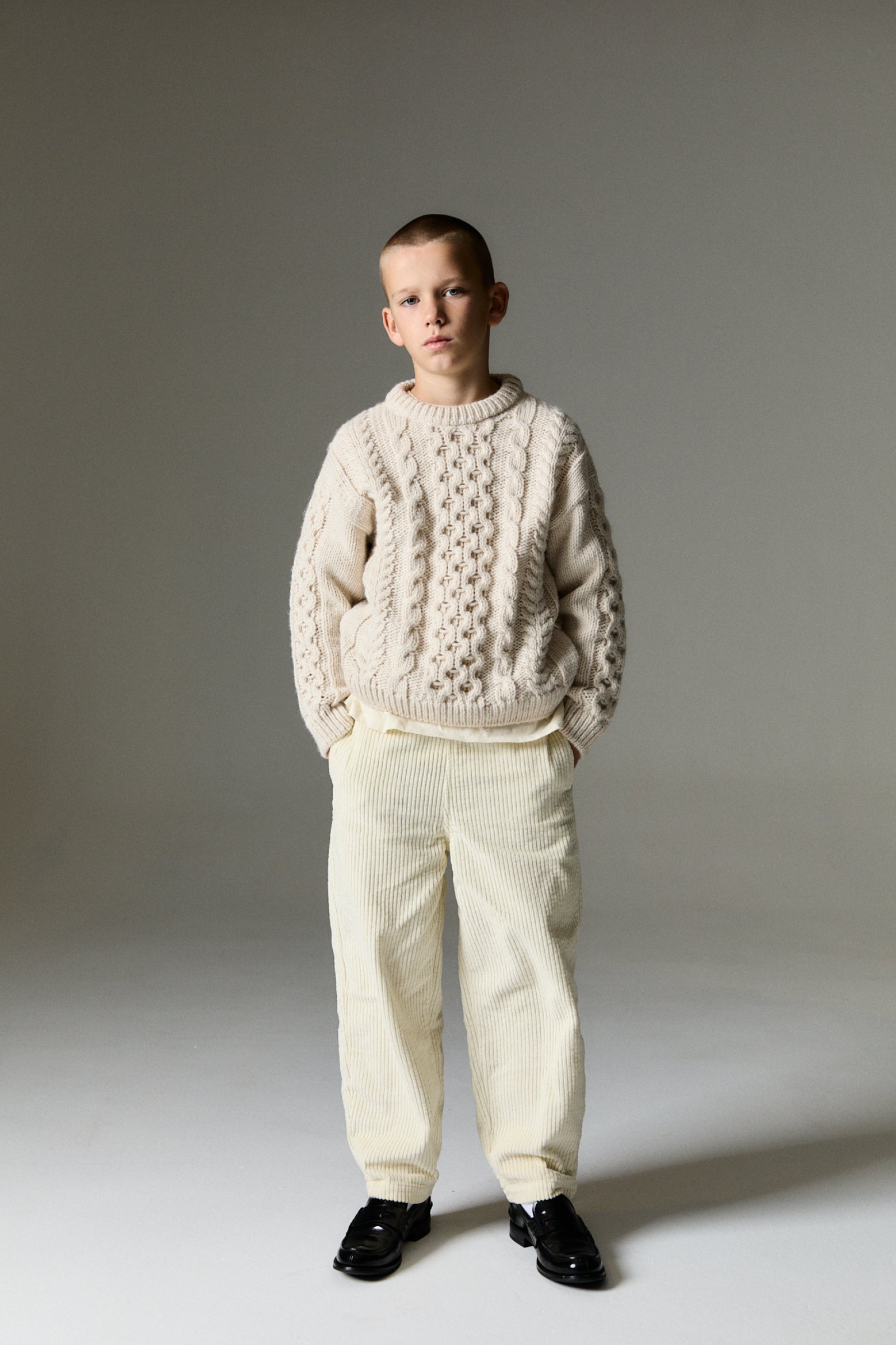 Boys Cream Corduroy Trousers