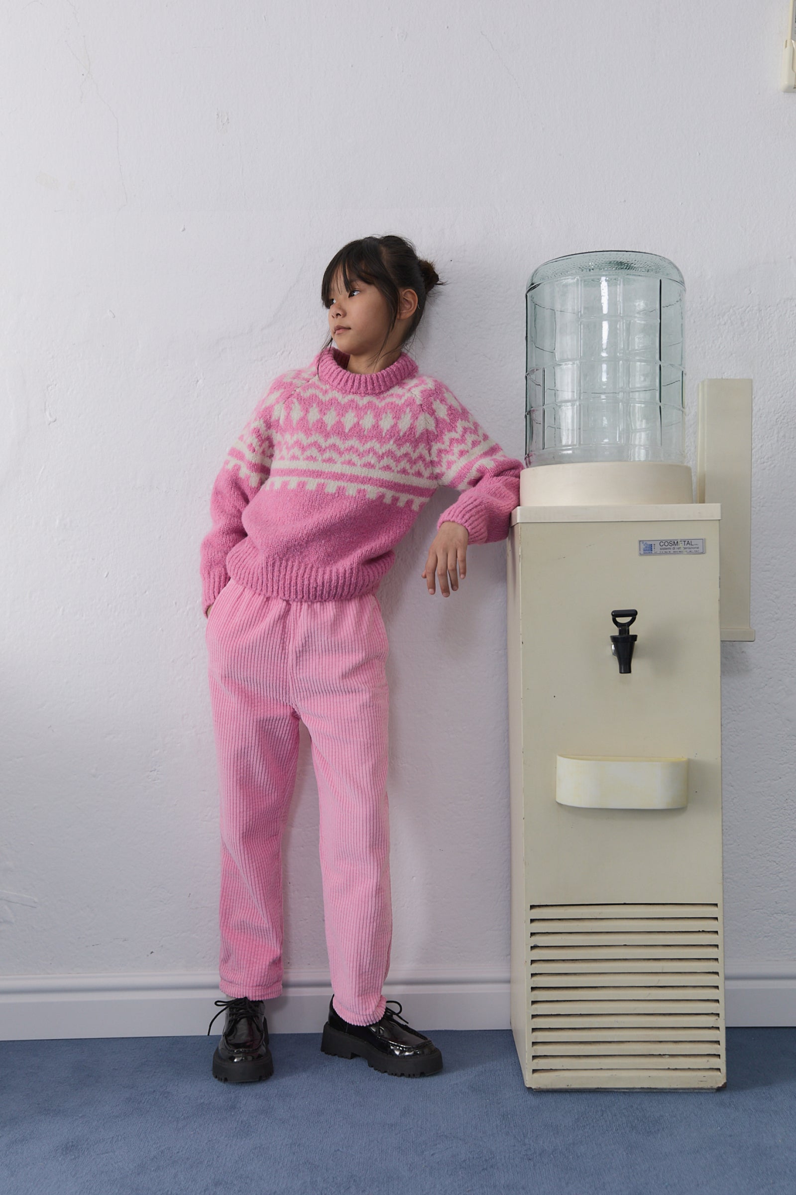 Girls Pink Jacquard Sweater