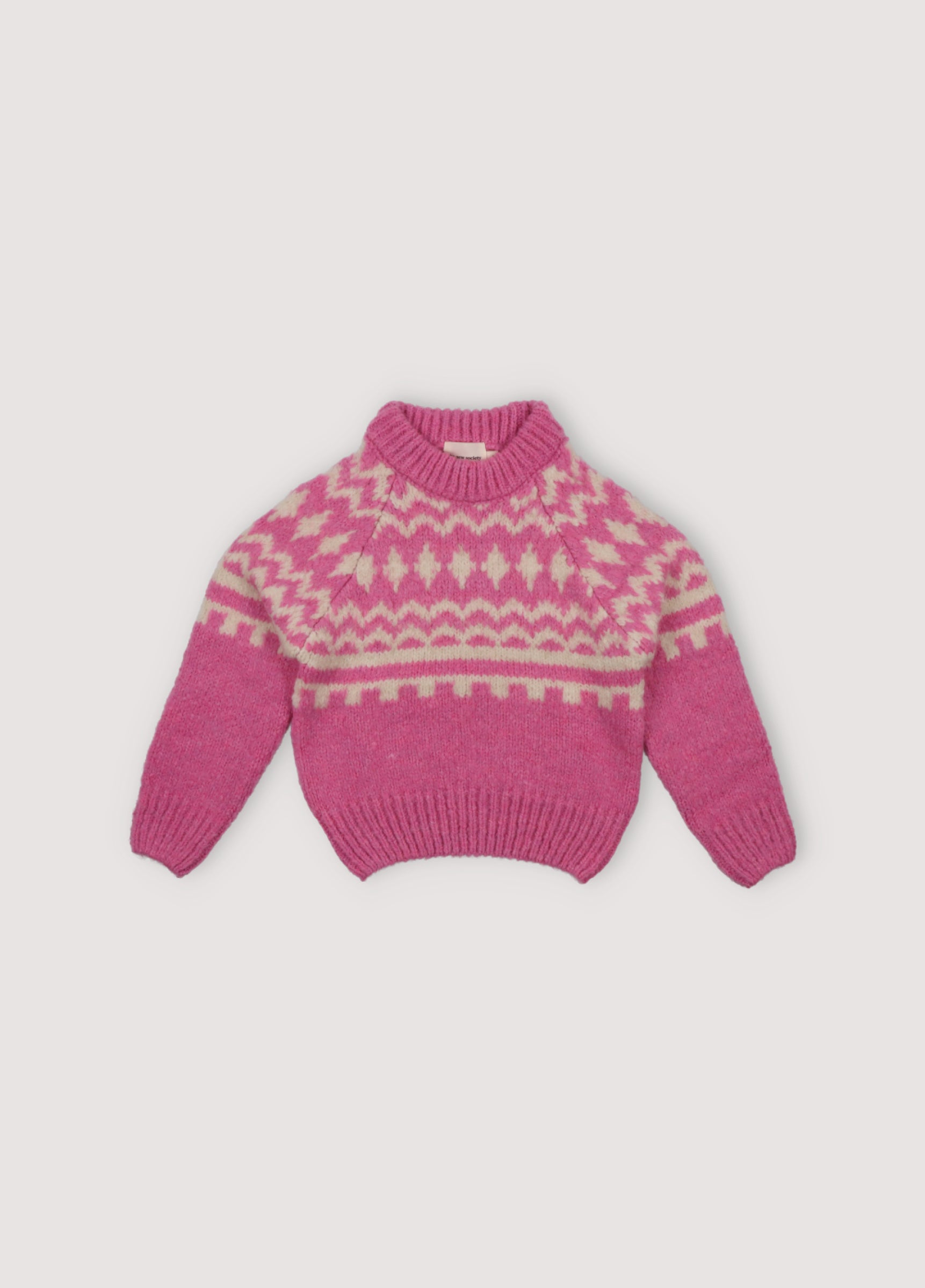 Girls Pink Jacquard Sweater