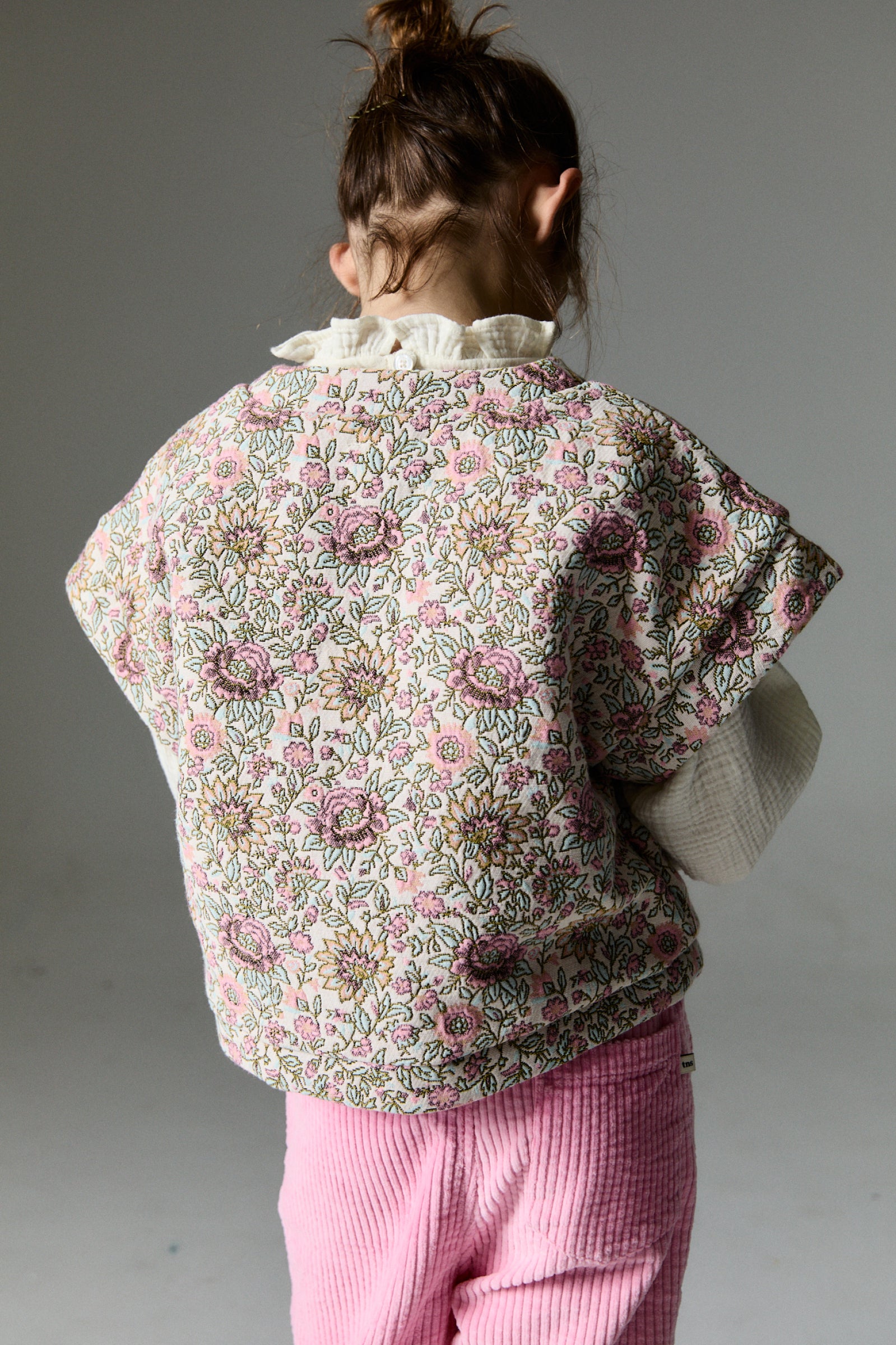 Girls Pink Flower Gilet