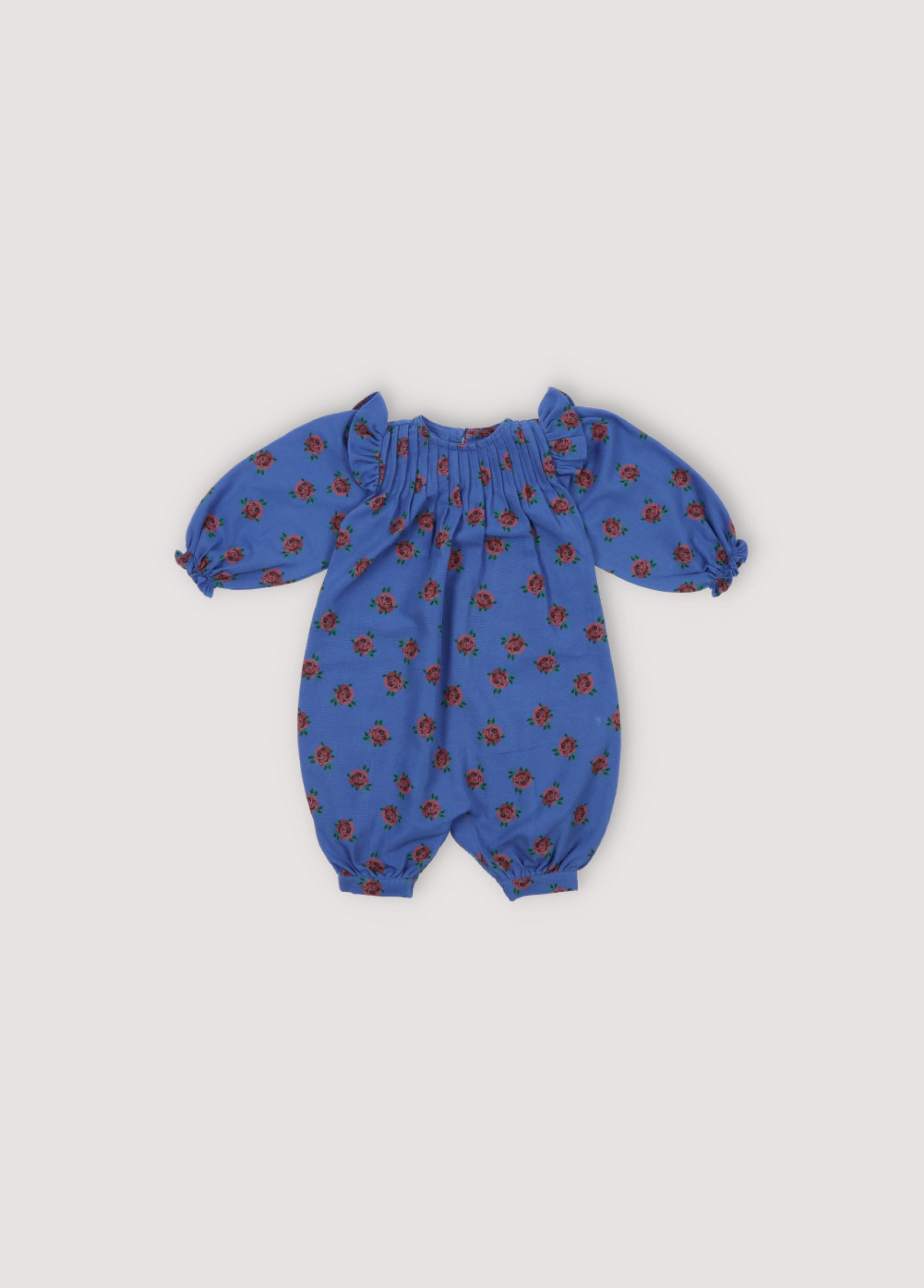 Baby Girls Blue Floral Cotton Babysuit