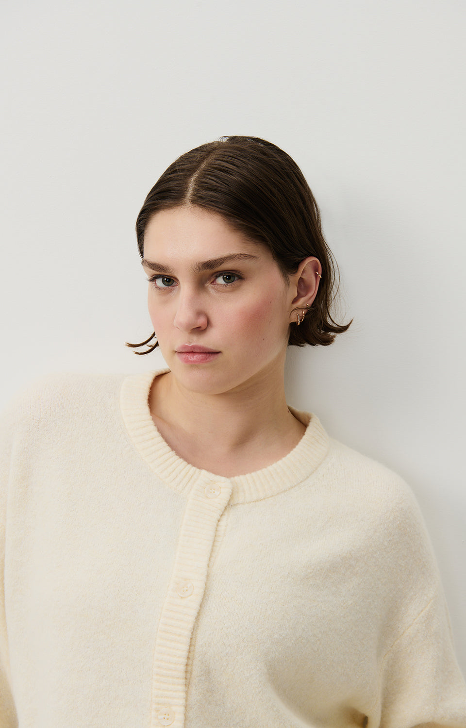 Women White Knit Cardigan