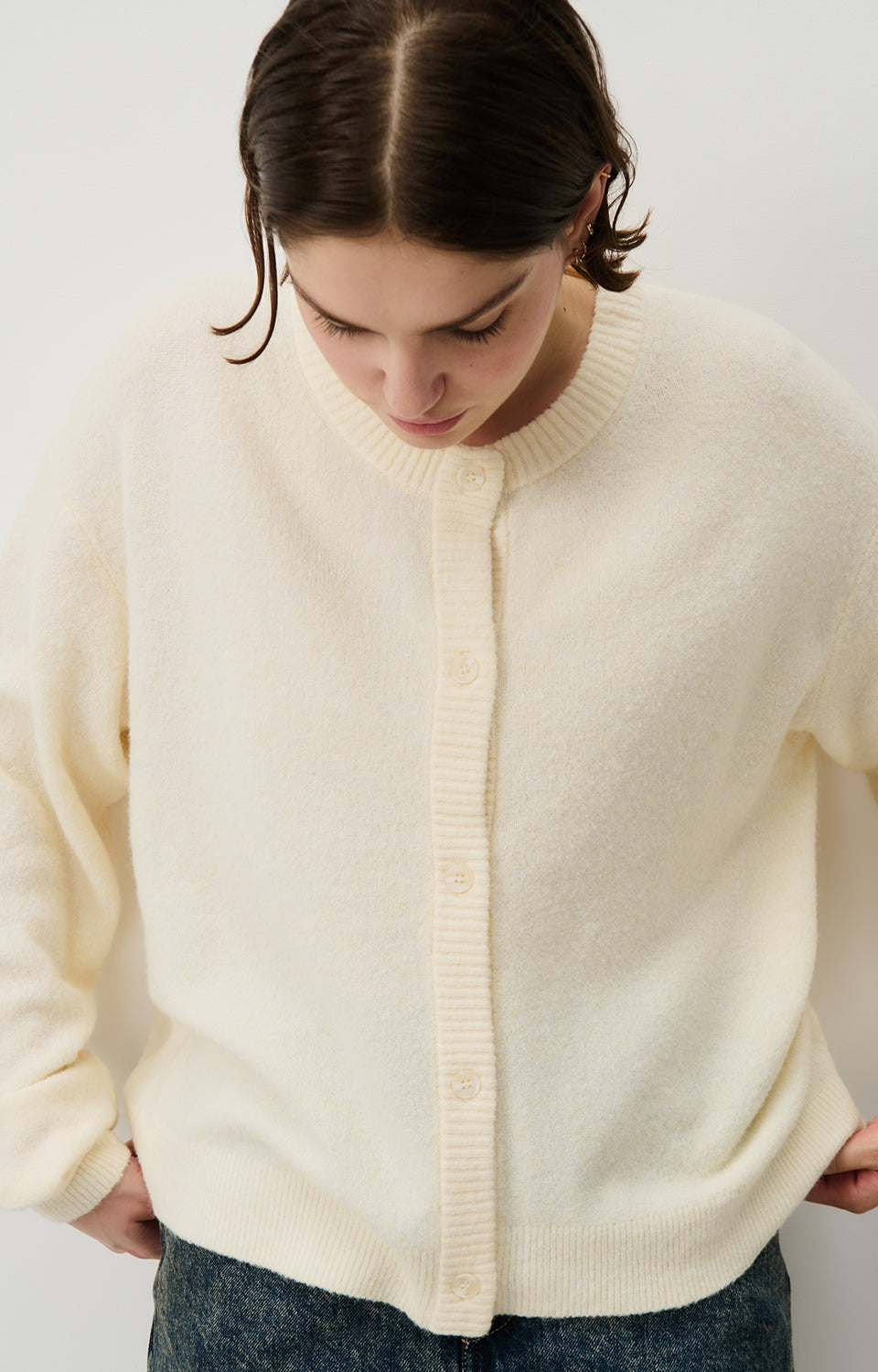 Women White Knit Cardigan