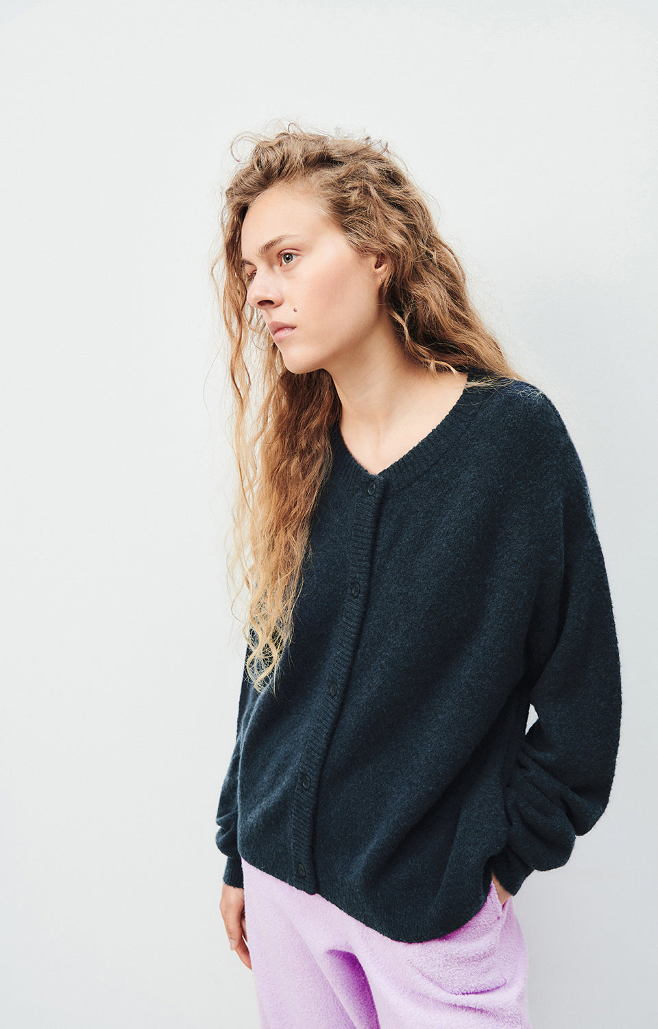 Women Dark Grey Knit Cardigan