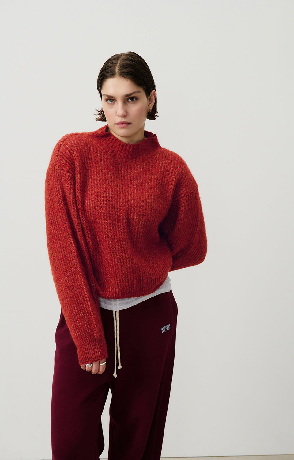 Women Red Knit Sweater