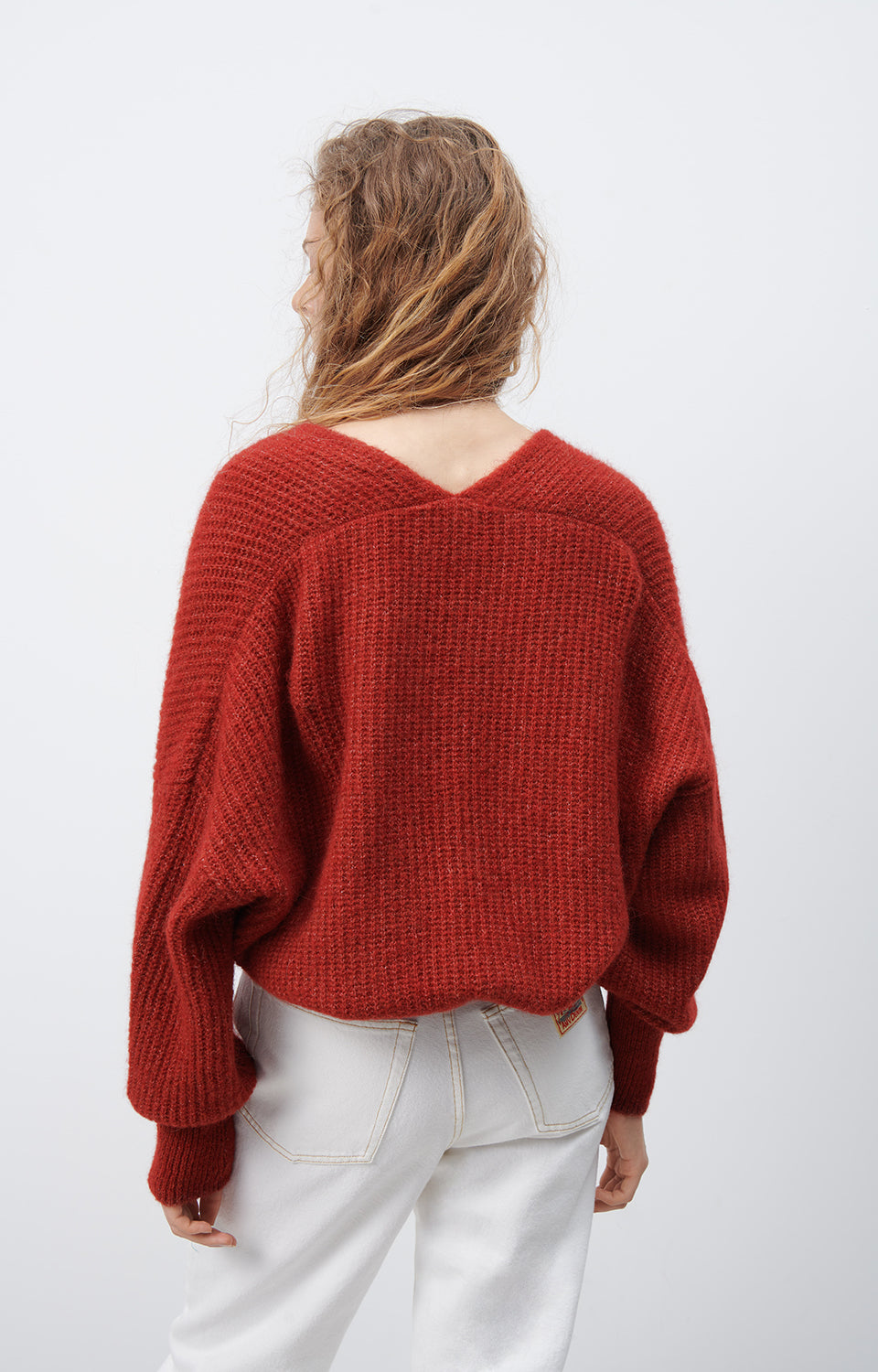Women Red Knit Cardigan