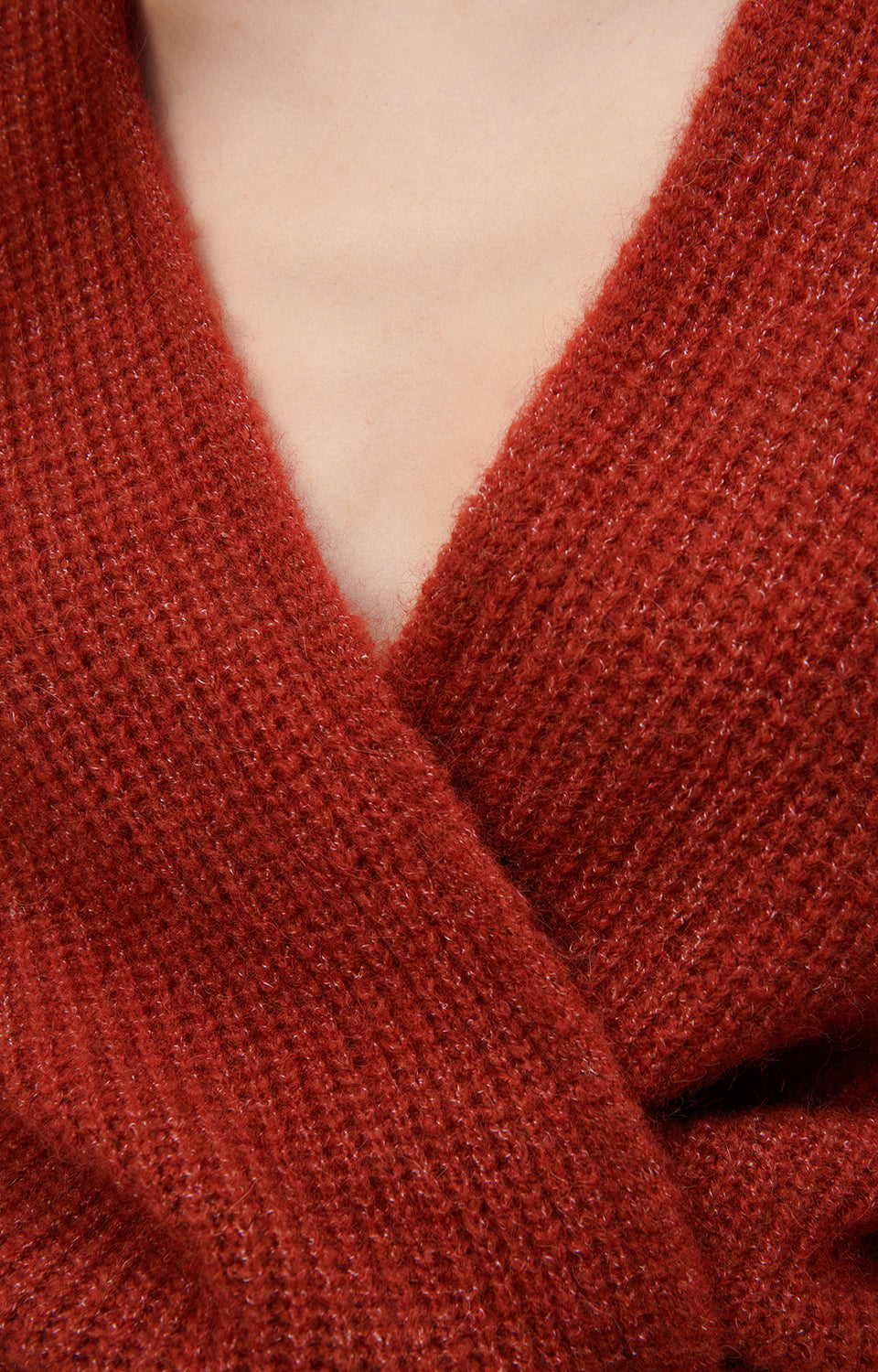 Women Red Knit Cardigan