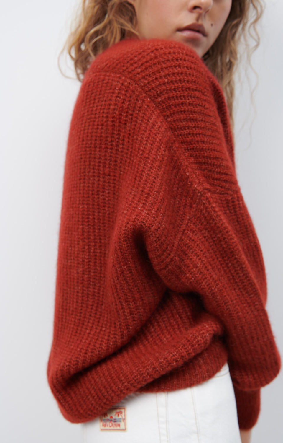 Women Red Knit Cardigan