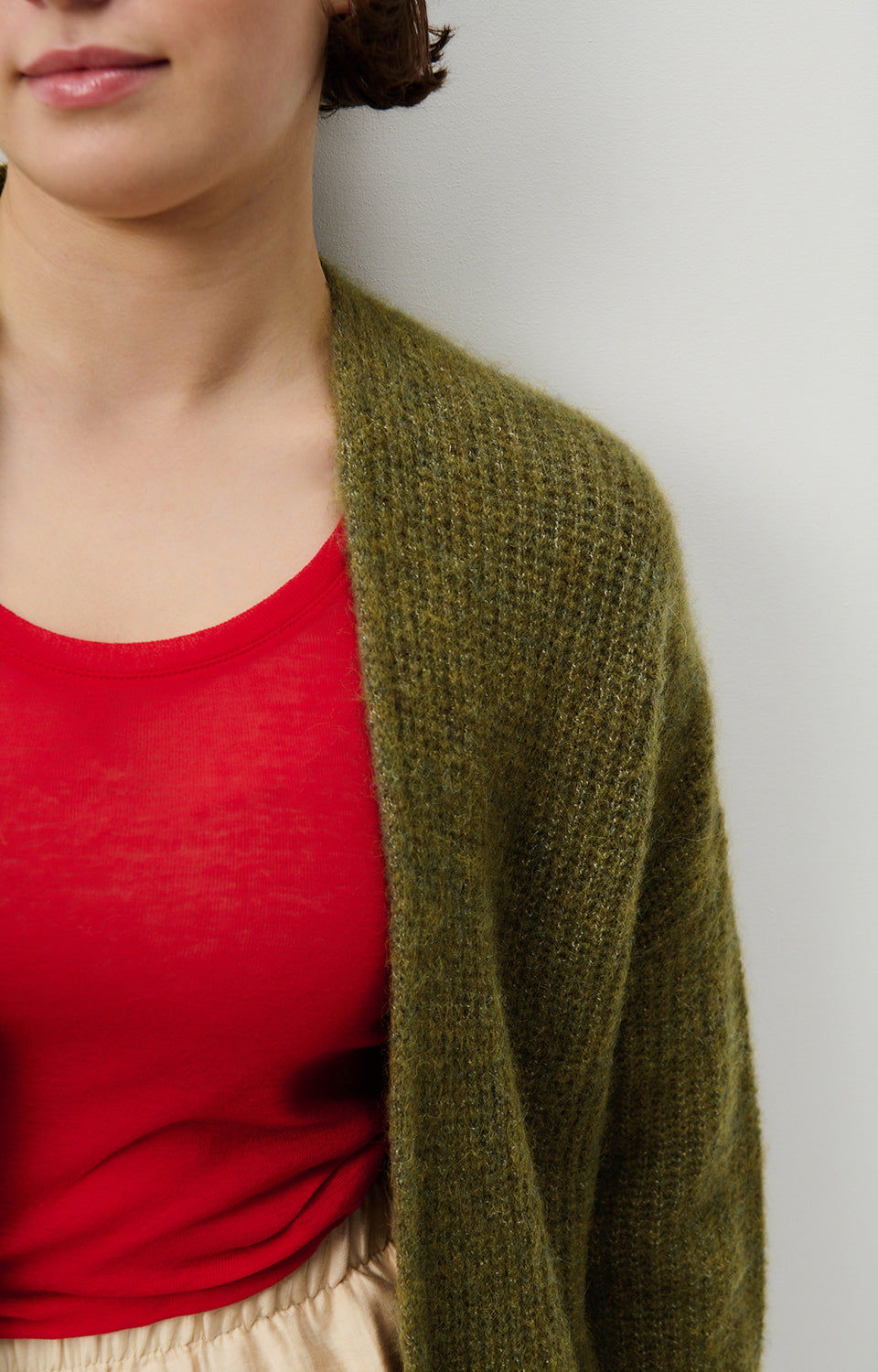 Women Green Knit Cardigan