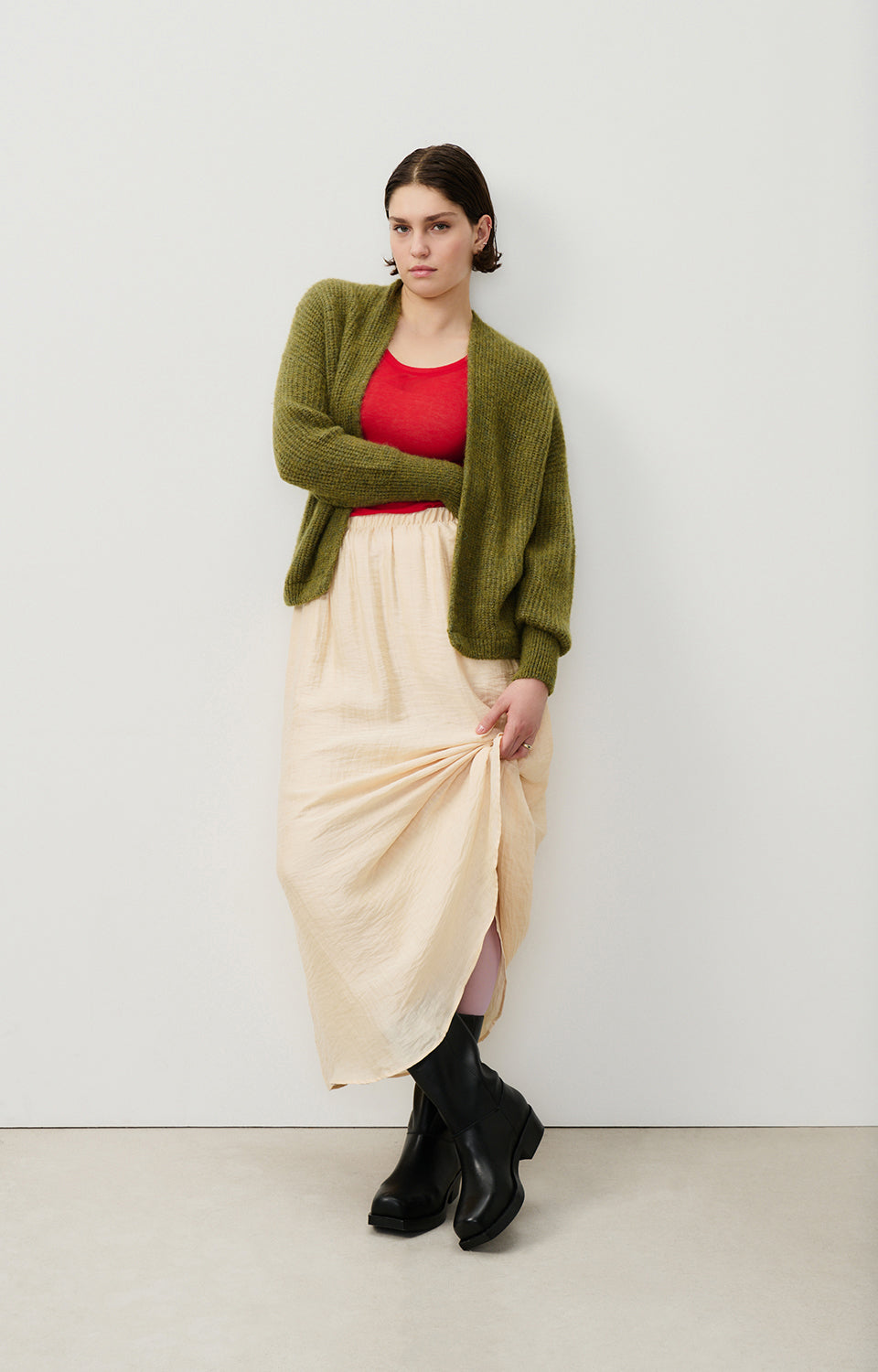 Women Green Knit Cardigan