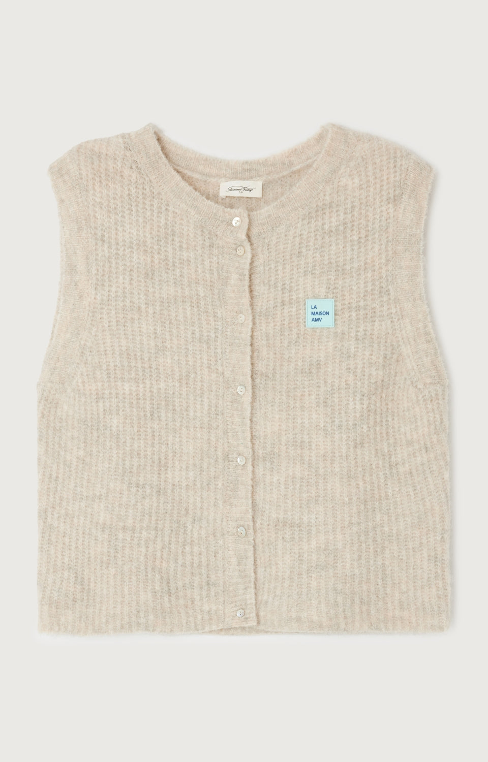 Women Beige Grey Knit Gilet